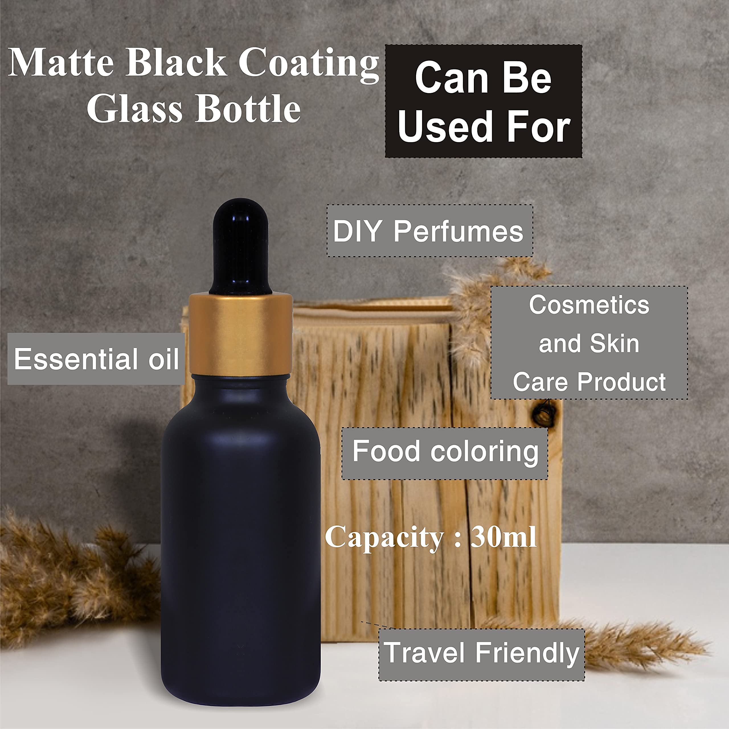 Premium 30ml Gold-Plated Glass Dropper Bottles for Essential Oils, Perfumes & Serums - Multipurpose Empty Containers for DIY Beauty, Aromatherapy & Travel - Pack of 3 (Ideal for Skincare, Fragrance Blending & Gift Packaging)