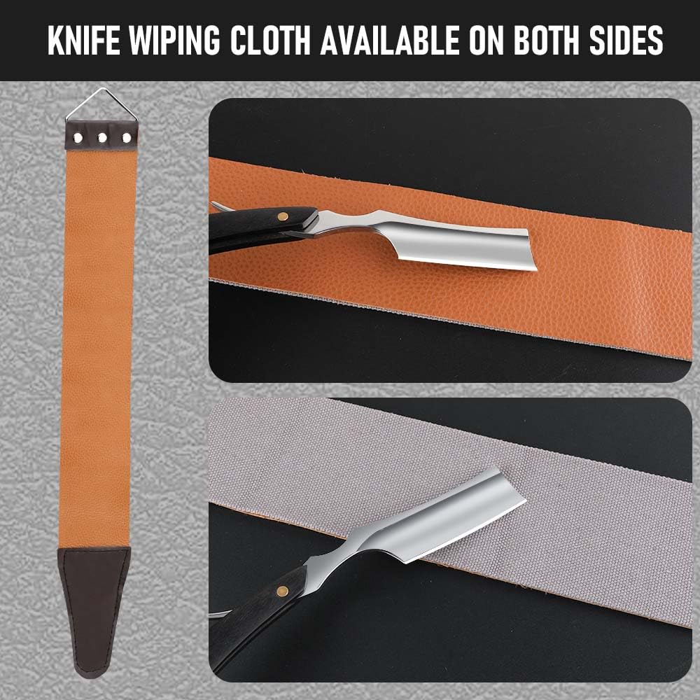 Premium Stainless Steel Straight Edge Barber Razor for Men - Professional Shaving Razor with Leather Strop - Ideal for Home Grooming & Salon Use - Perfect for Close Shaves & Beard Trimming (Model NO.187)
