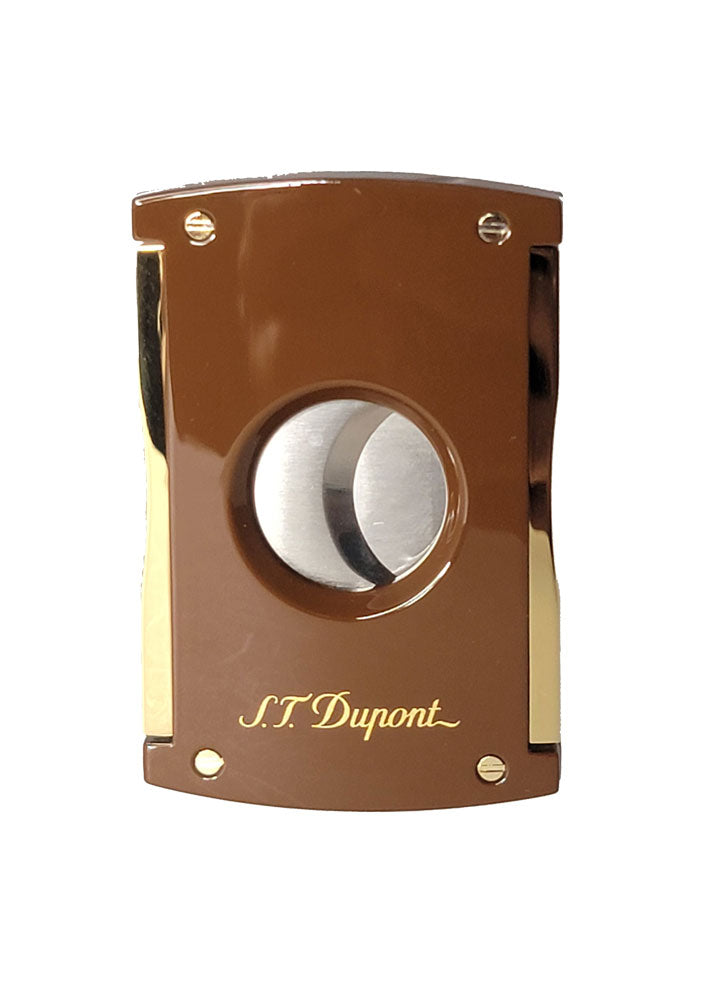 Premium S.T. Dupont MaxiJet Brown & Gold Cigar Cutter - Luxury Guillotine Cutter for Perfect Cuts - Ideal for Cigar Aficionados & Special Occasions