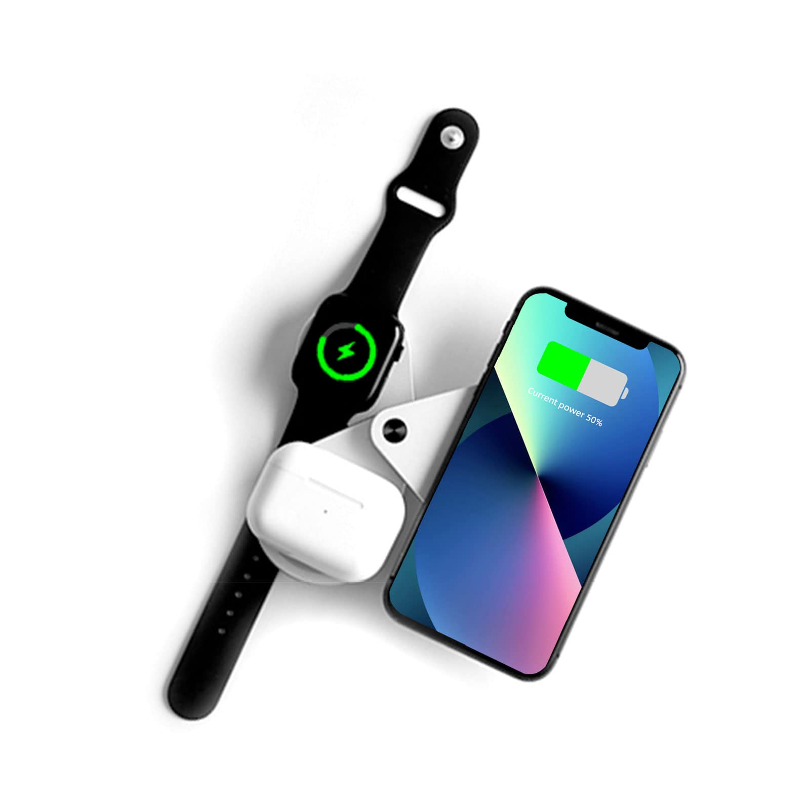 3-in-1 Magnetic Wireless Charging Station for iPhone 15/14/13/12/11 Pro Max, AirPods Pro 3/2, Apple Watch 2-9 Series | 15W Fast Foldable Stand Charger | Perfect for Nightstand, Office Desk & Travel Use
