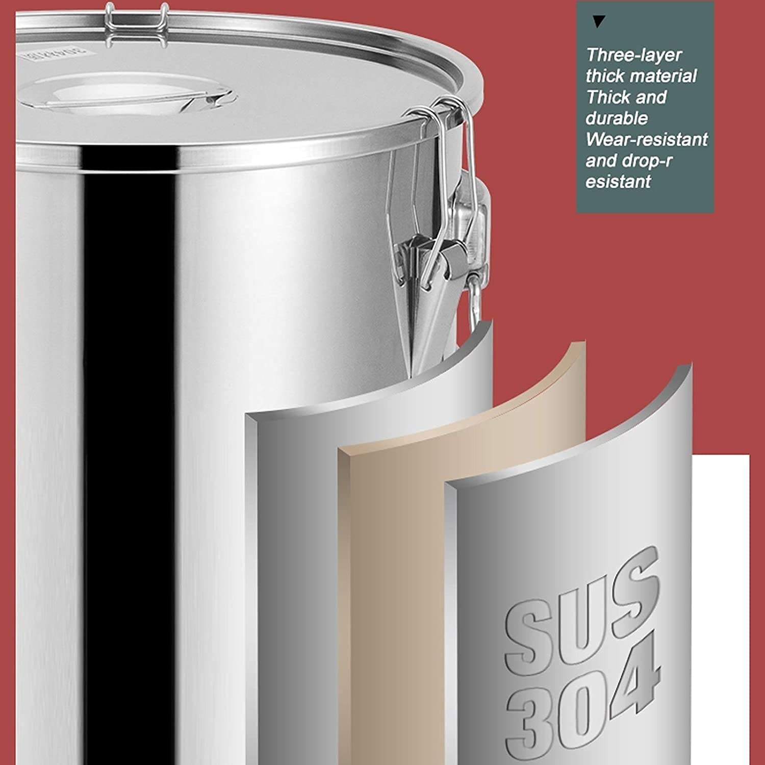 Premium 304 Stainless Steel Oil Barrel - 20L Thickened Sealed Container for Milk, Beer Brewing, Maple Syrup & Cooking | Durable Stainless Steel Cookware for Home Brewing, Restaurant & Commercial Use