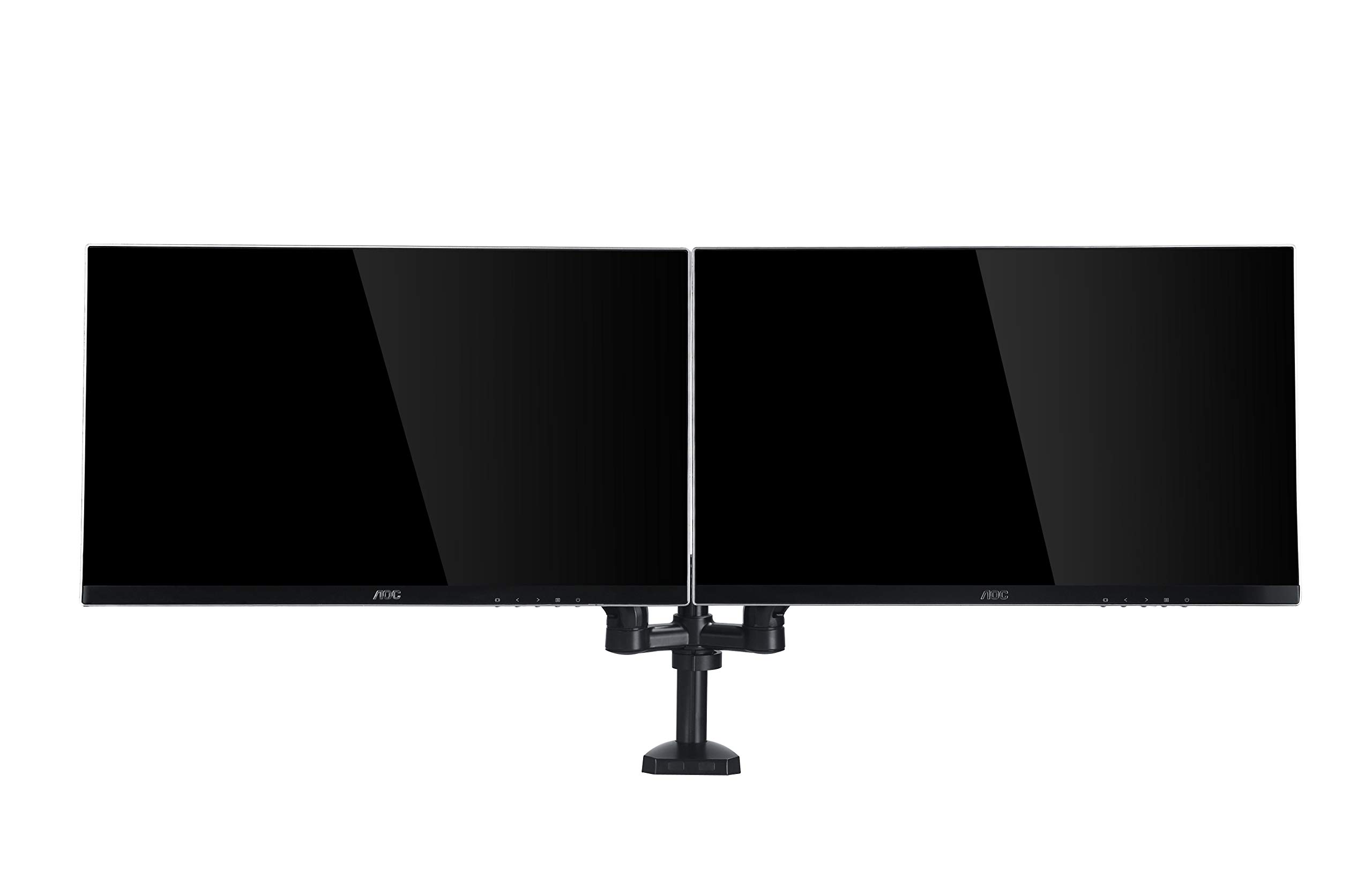 AOC AS110D0 Dual Monitor Arm - Adjustable VESA Mount for 2 Screens up to 27 Inches (520mm) - 100mm Clamp - Black (AD110D0) - Perfect for Home Office, Gaming Setup & Workspace Ergonomics