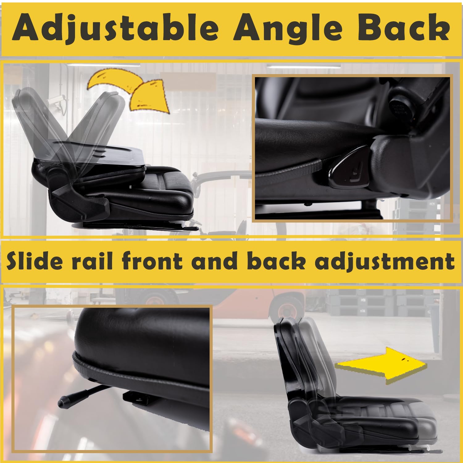 Universal Forklift Seat with Micro Switch - Heavy Duty Tractor Seat for Mower, Skid Loader, Telehandler, Backhoe & Excavator | Durable & Comfortable for Long Work Hours | Ideal for Construction, Farming & Industrial Equipment