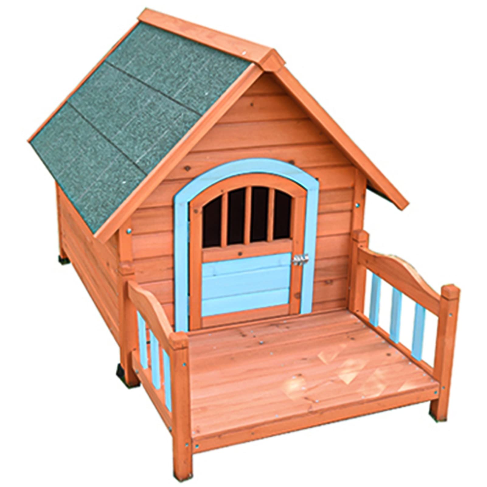Premium Wooden Dog House for Small & Medium Breeds - Classic Cabin Style with UV-Resistant Cover, Front Door - Outdoor Pet Shelter (Brown, 132x86cm) - Perfect for Backyard, Patio & Garden Use
