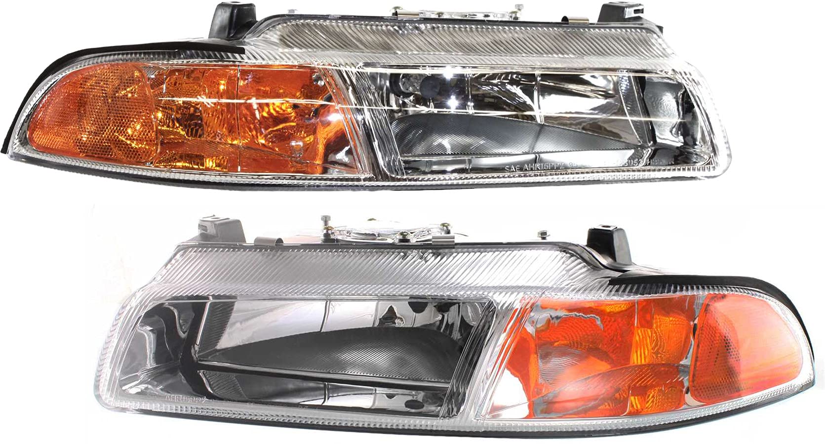 Dodge Stratus 1995-2000 Replacement Headlight Assembly - Driver & Passenger Side Halogen Headlamp with Bulbs, Fits Chrysler Cirrus, Improved Beam Pattern (Replaces #4630873AB, 4630872AB) - Perfect for Night Driving & Vehicle Restoration Projects