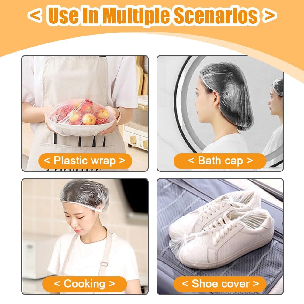 **KitchenFest® 100-Pack Disposable Shower Caps - Waterproof, Oil-Proof, Elastic Hair Cover for Spa, Salon, Hotel, Kitchen & Home Use - Perfect for Hair Dye, Bathing & Showering**