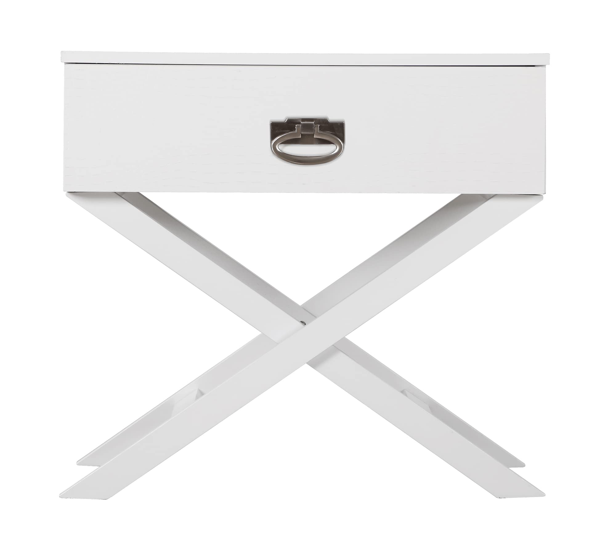 Xavier 1-Drawer White Nightstand - Compact End Table for Bedroom & Living Room (25