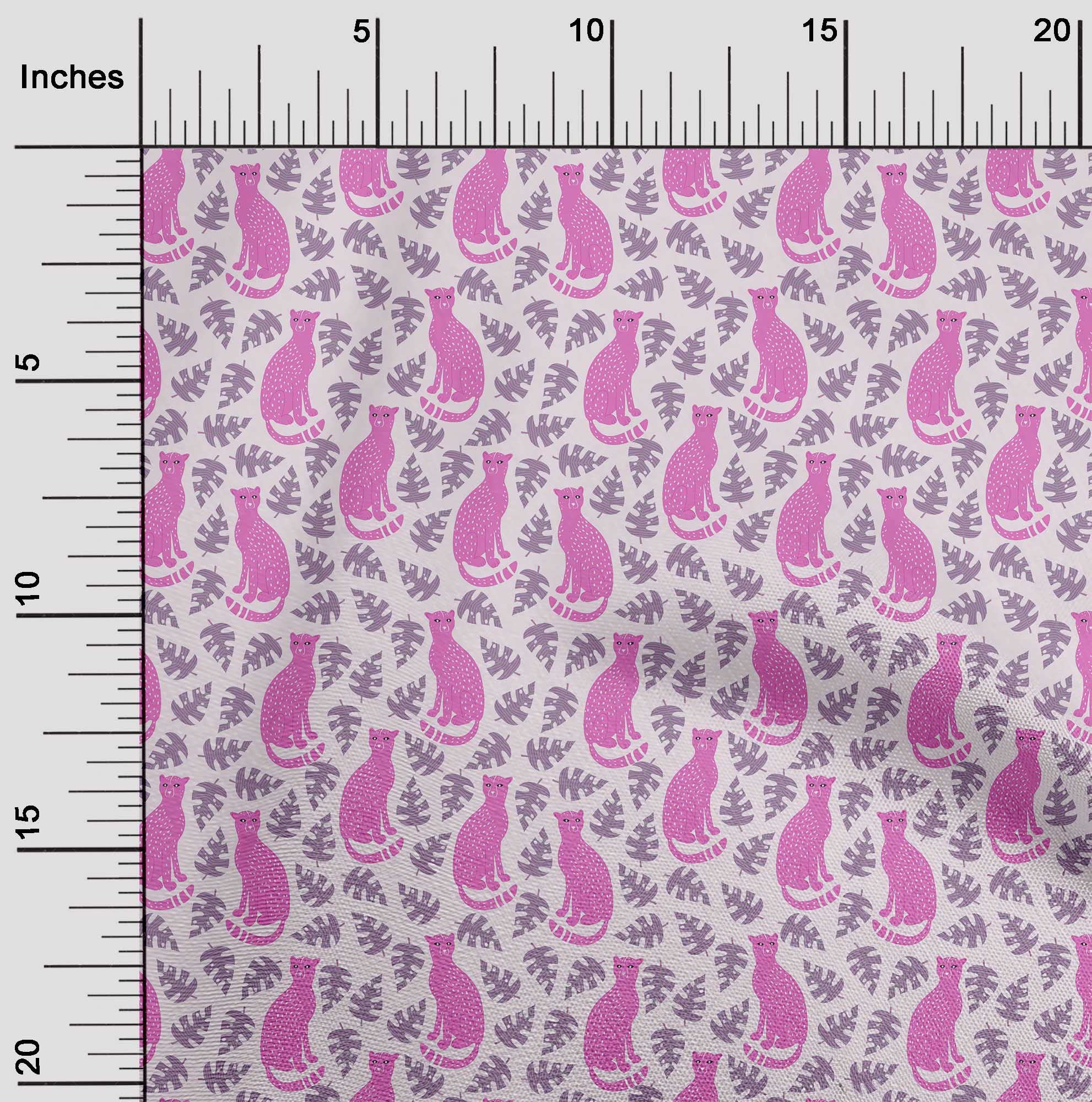 oneOone Rayon Pink Tropical Abstract Leaf & Animal Print Fabric by The Yard - 56 Inch Wide Soft Draping Material for Dresses, Blouses & DIY Fashion Projects