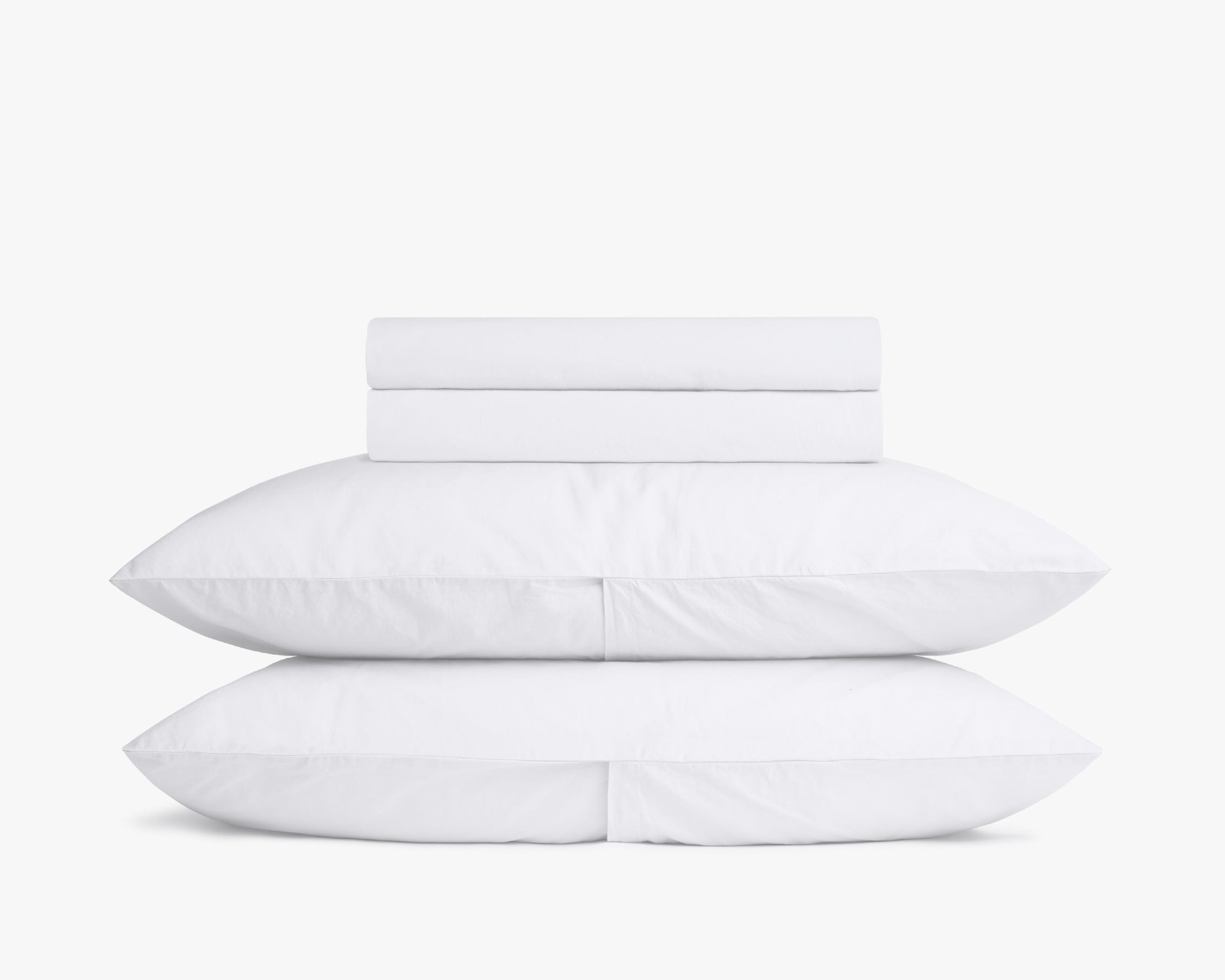 Premium 400 Thread Count Percale Cotton Sheet Set - Queen Size, White - Breathable & Crisp for Cool Comfort - Perfect for Hot Sleepers & Summer Nights