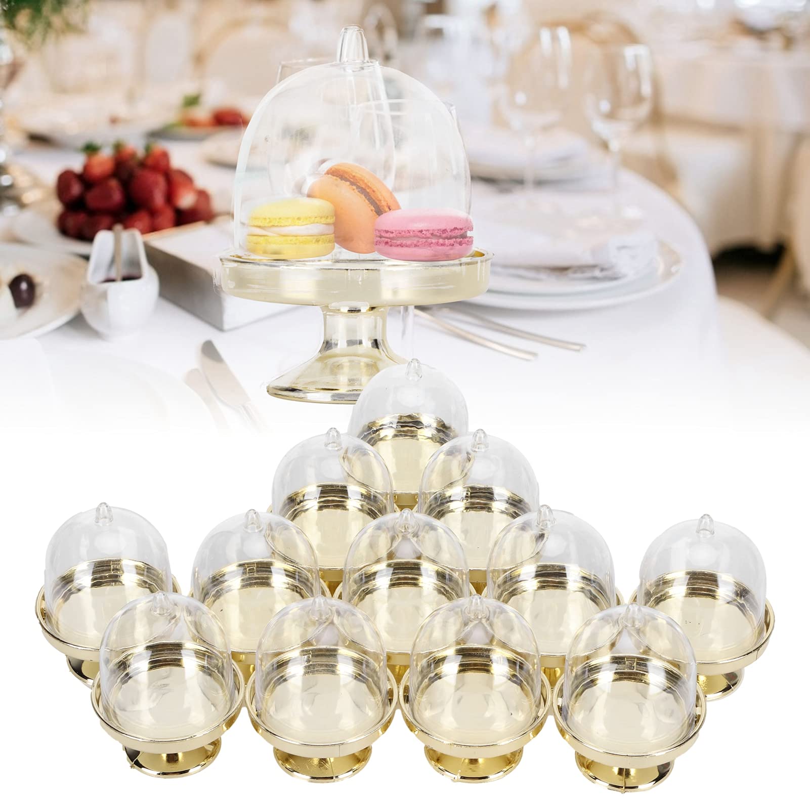 12-Piece Mini Candy Box Set with Lid - Gold Cake Stand & Cupcake Display Plates for Parties, Weddings, Baby Showers | Elegant Candy Serving Trays for Dessert Tables & Buffets