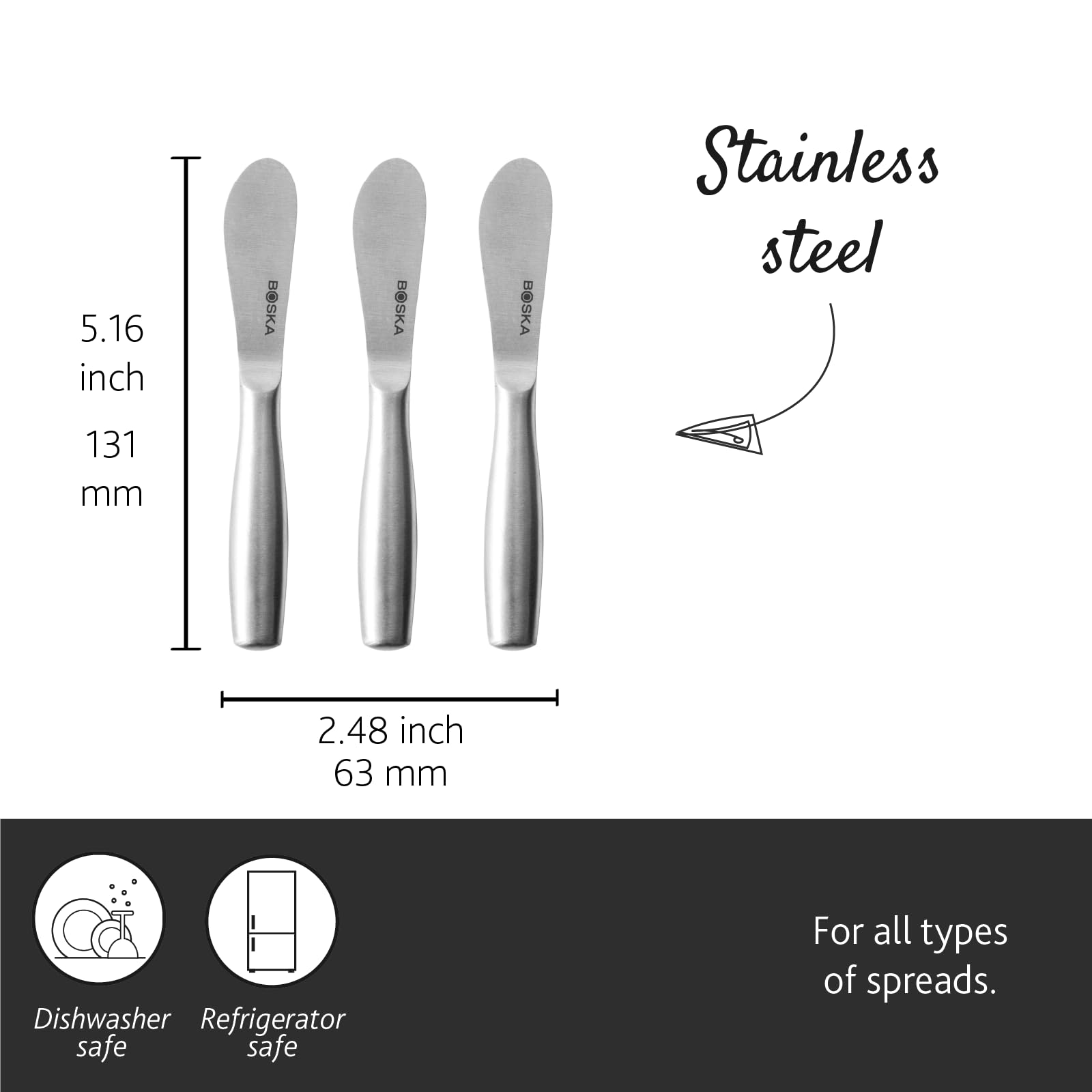 BOSKA Stainless Steel Cheese Knife Set - 4 Mini Copenhagen Knives for All Cheese Types - Silver Non-Stick Dishwasher Safe - Perfect for Kitchen Cooking, Cheese Boards & Entertaining
