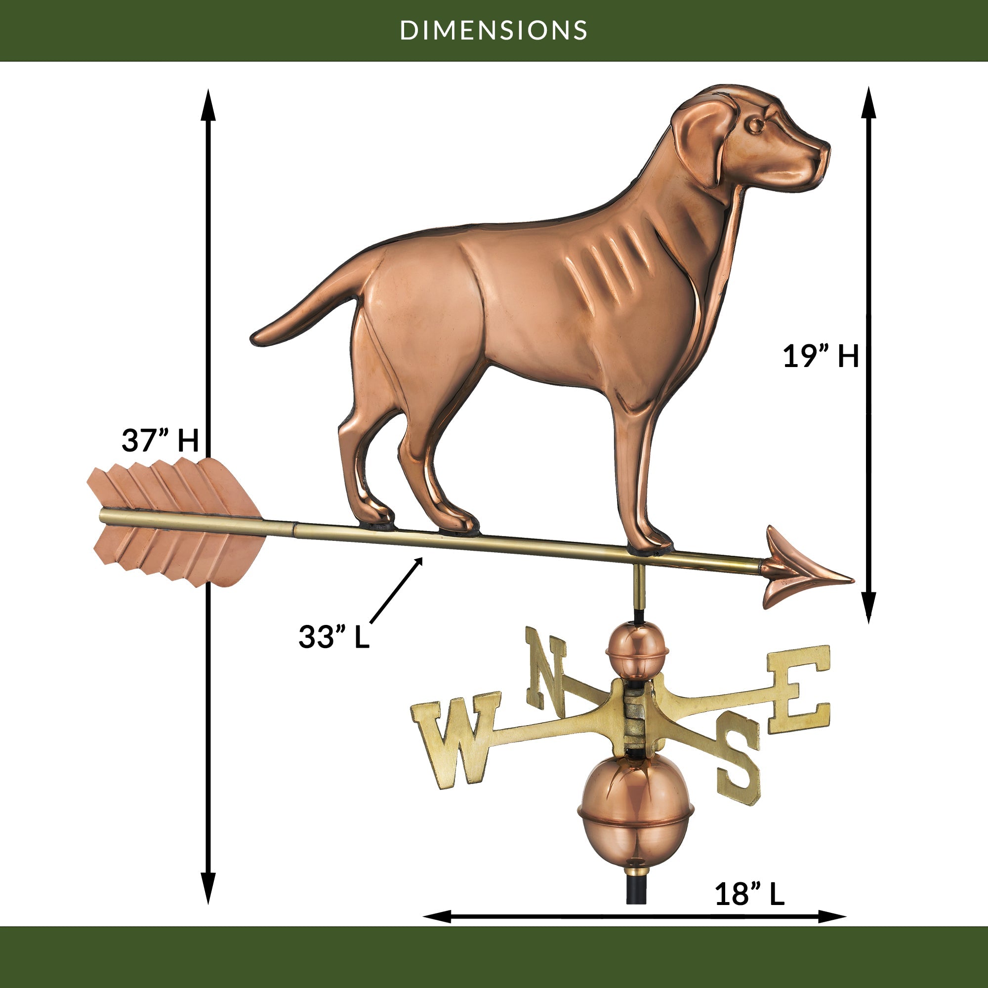 Labrador Retriever Weathervane - Outdoor Garden Decor for Dog Lovers | Rustic Metal Yard Art for Home & Farmhouse | Perfect Gift for Pet Owners