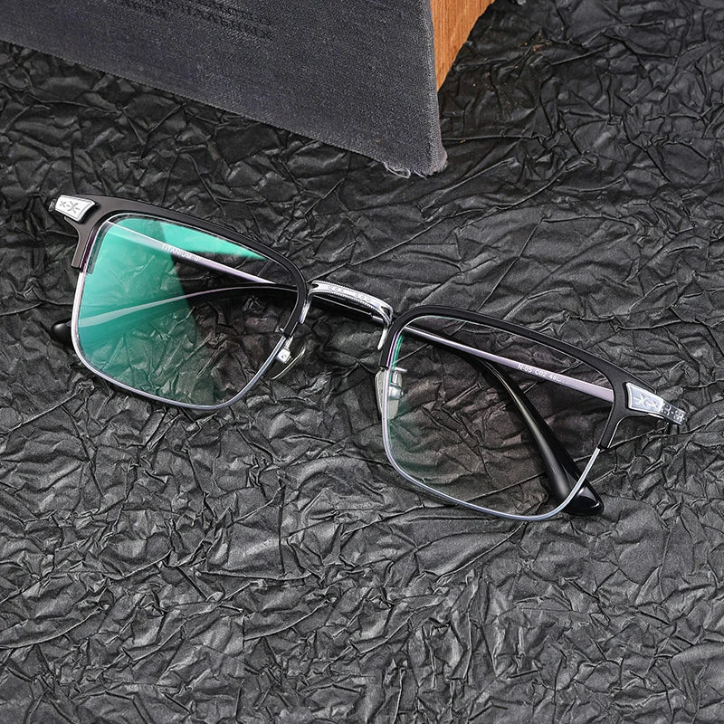 Stylish Black Unisex Titanium Square Full Rim Eyeglasses 1405 - Perfect for Reading, Work & Everyday Fashion