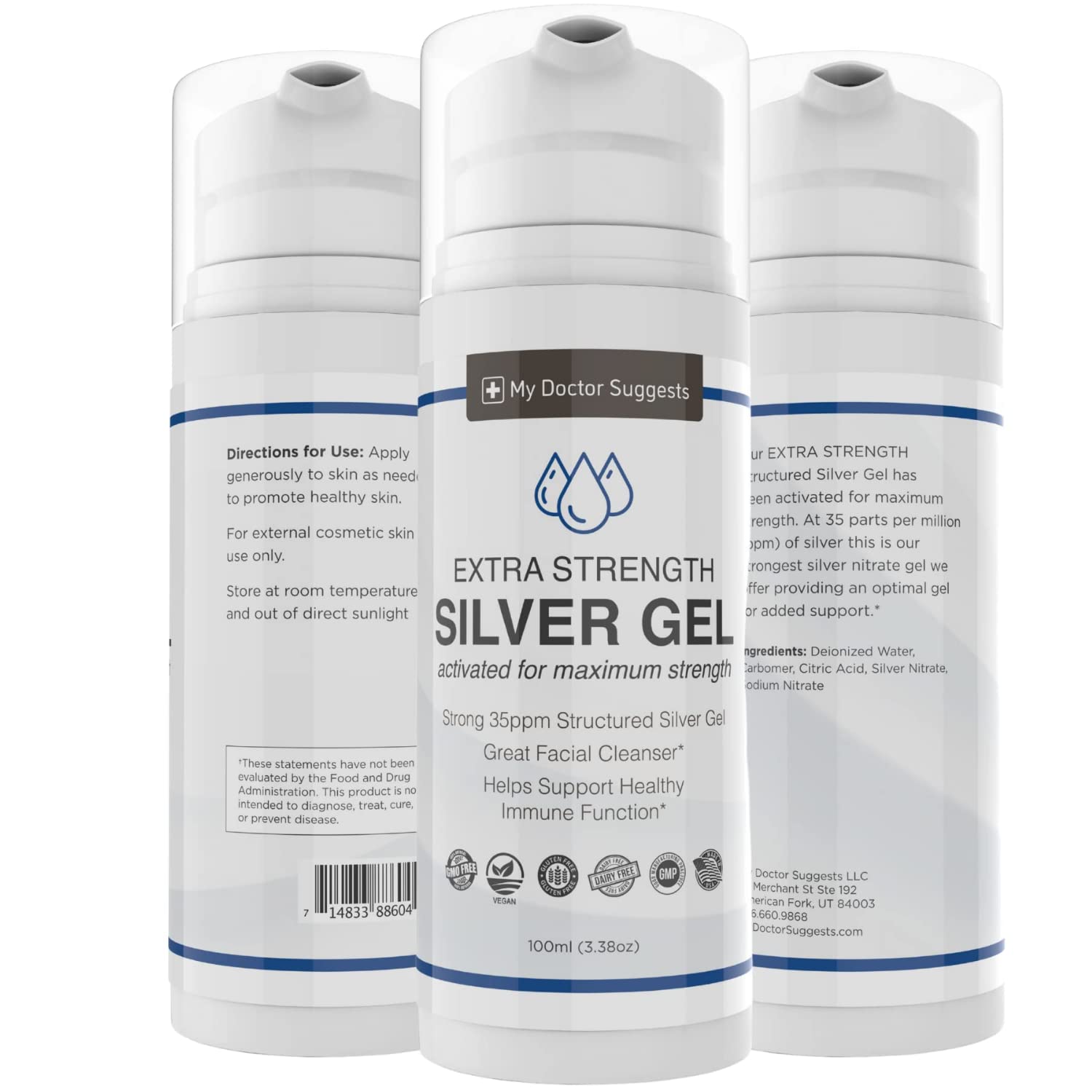 Extra Strength Silver Gel - 35ppm Colloidal Silver Gel for Maximum Potency | Therapeutic Grade Skin Care Solution | Supports Wound Healing & Skin Repair | Perfect for First Aid Kits & Daily Skin Care