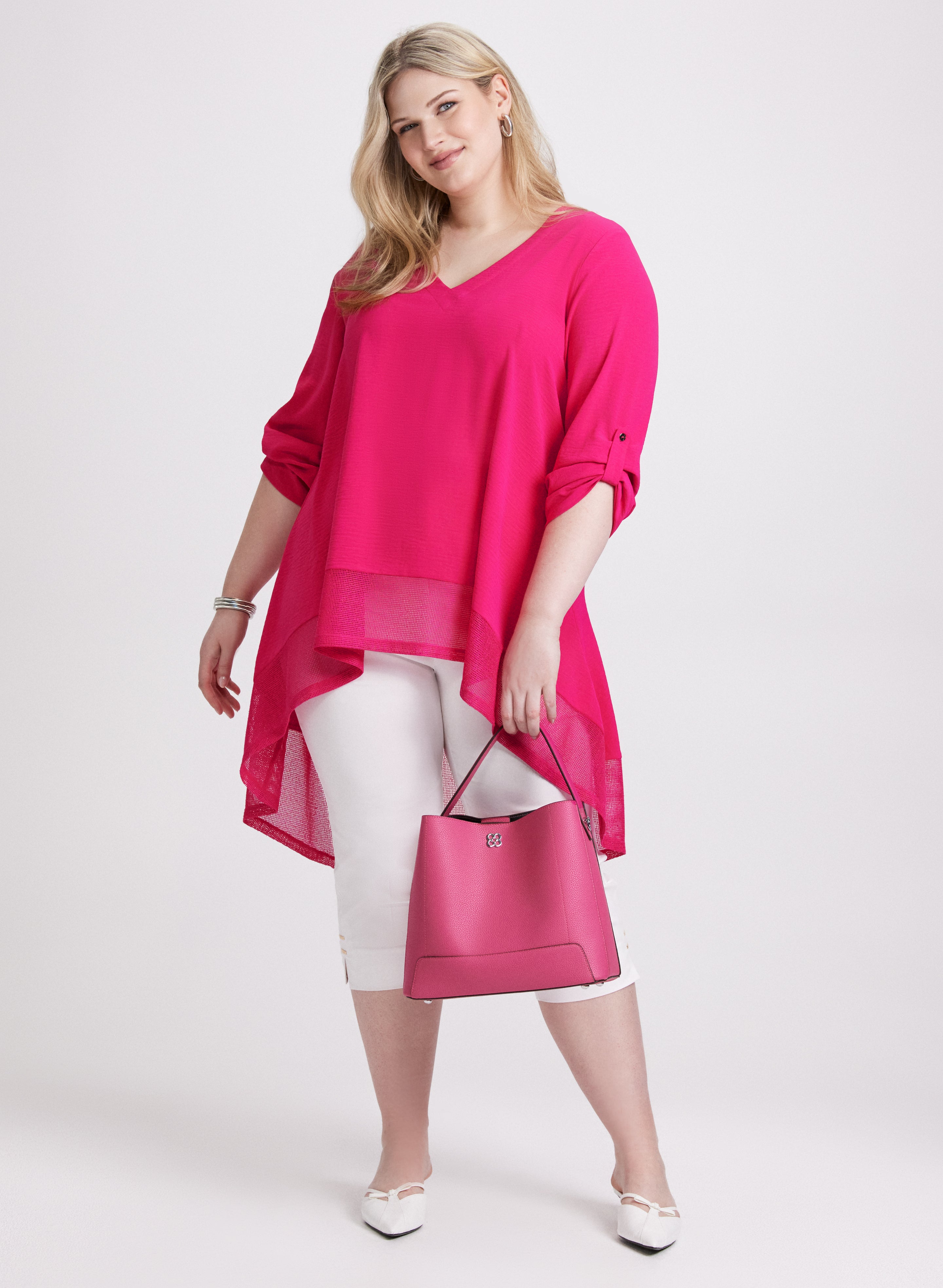 Asymmetric Mesh Hem Tunic Top for Women - Stylish Lace Trim Blouse for Casual Outings & Date Nights