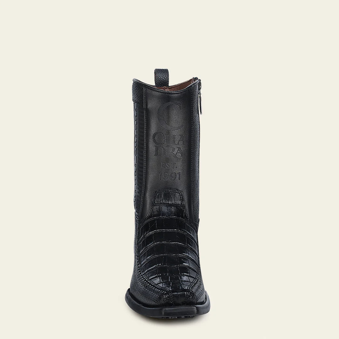 Men's Cuadra Black Leather Cowboy Ankle Boots with Zip - Stylish Western Boots for Riding, Dancing & Casual Wear