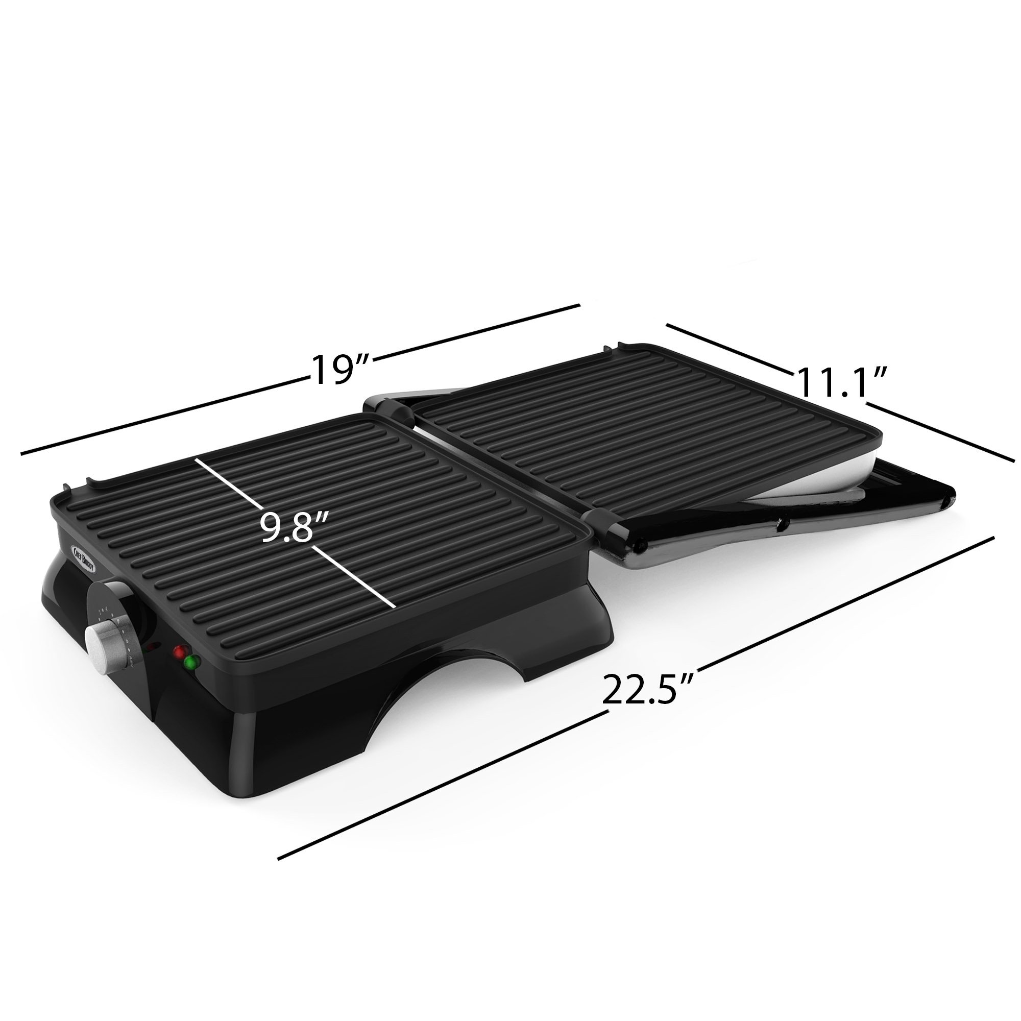 Chef Buddy Electric Panini Press Grill - Nonstick Plates for Indoor Grilling, Gourmet Sandwiches, Waffles & More | Perfect for Home, Office & Camping Use