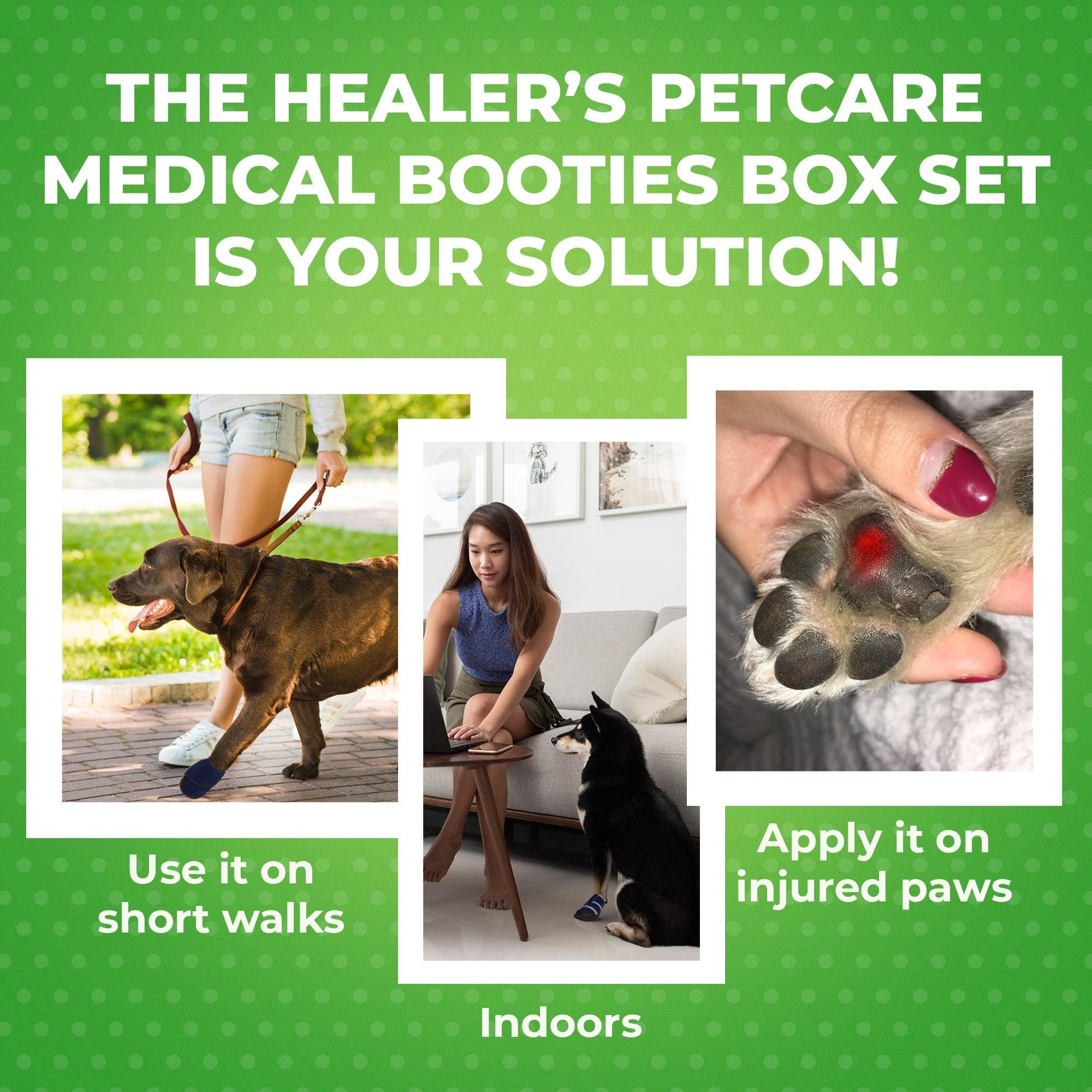 Healers Medical Dog Boots & Bandages for Small Dogs - Protective Paw Wraps for Injuries, Wounds & Post-Surgery Care - Ideal for Walking, Recovery & Outdoor Activities