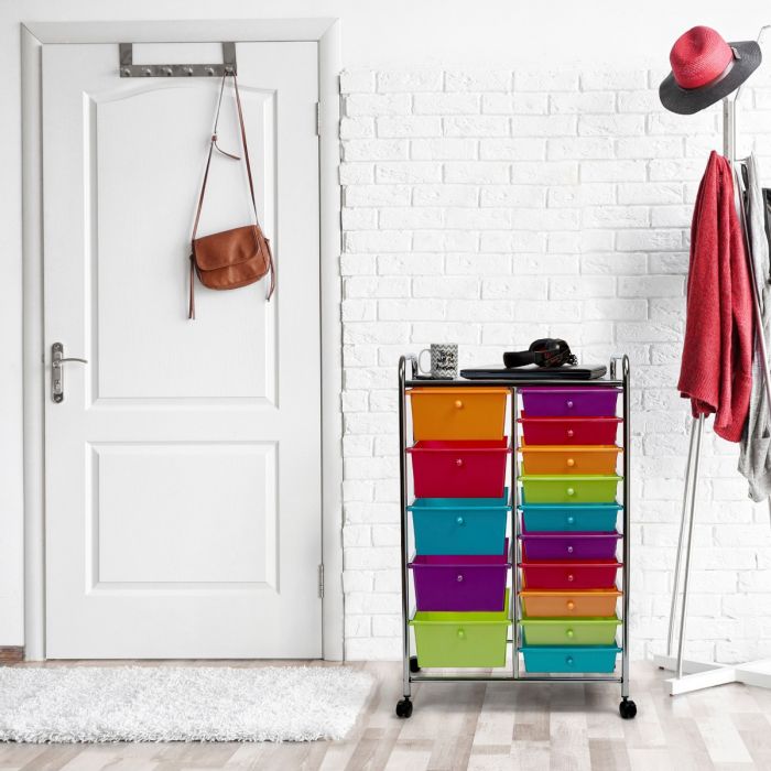 15-Drawer Rolling Organizer Cart with Wheels - Perfect for Home, Office, and Craft Room Storage Organization