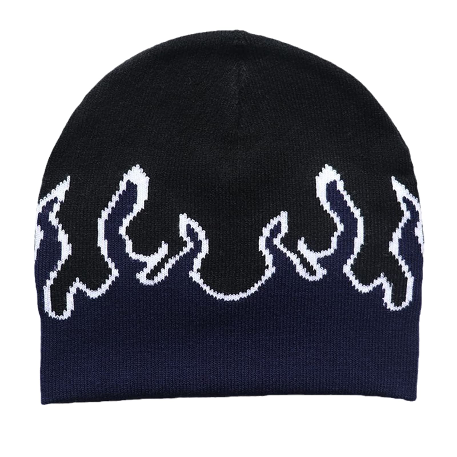 Trendy Y2K Flame Skull Beanie Hat - Slouchy Knit Skullies Cap for Men & Women - Perfect for Winter Fashion, Streetwear, and Outdoor Activities