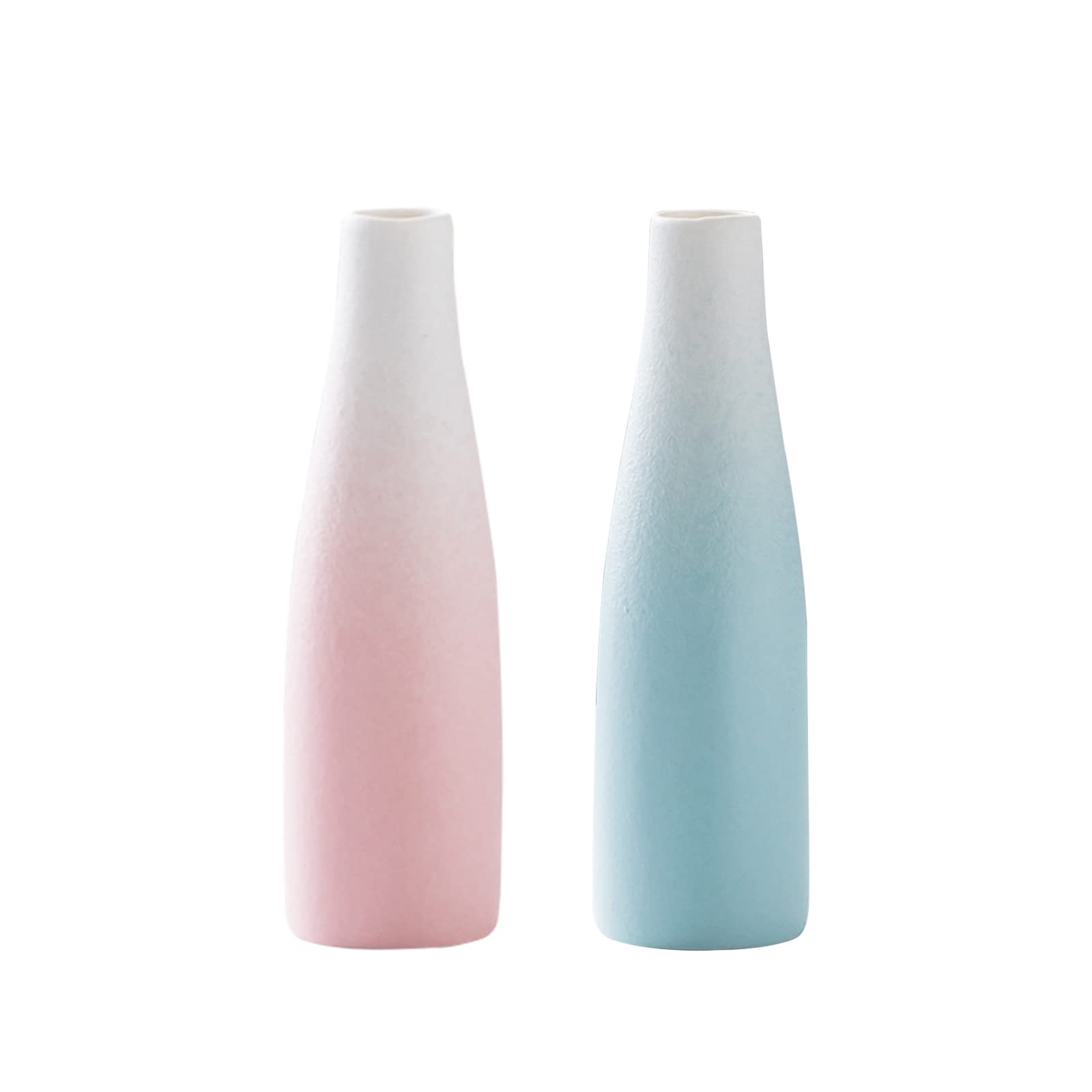 Ceramic Flower Vases Set of 2 - Frosted Textured Minimalist Home Decor for Modern Living Room, Bedroom, Office Desk & Fireplace Centerpieces - Perfect for Fresh Flowers & Table Shelf Display
