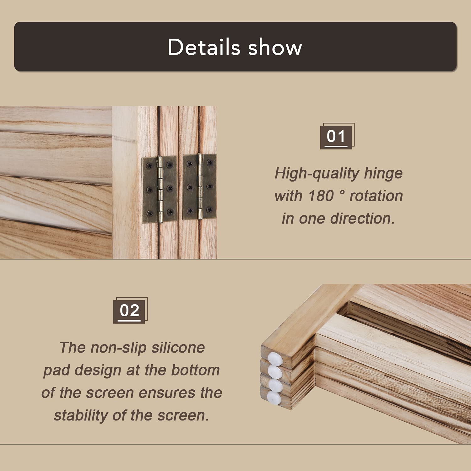 4-Panel Wooden Room Divider - Freestanding Folding Privacy Screen with Removable Storage Shelves | Portable Partition Wall for Home Office & Living Room (Natural Finish) - Perfect for Creating Private Spaces in Studios, Apartments and Workspaces