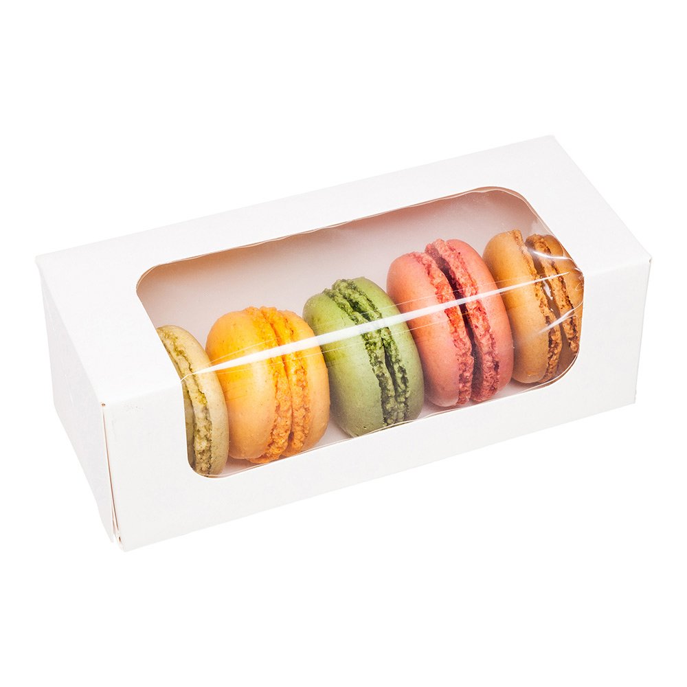 Restaurantware Cafe Vision 13oz Clear Window Baking Boxes (200-Pack) - 6x2.5x2 Inch Grease-Resistant White Paper Loaf Boxes for Macarons, Donuts, Cookies | Perfect for Bakeries, Cafés & Gift Packaging