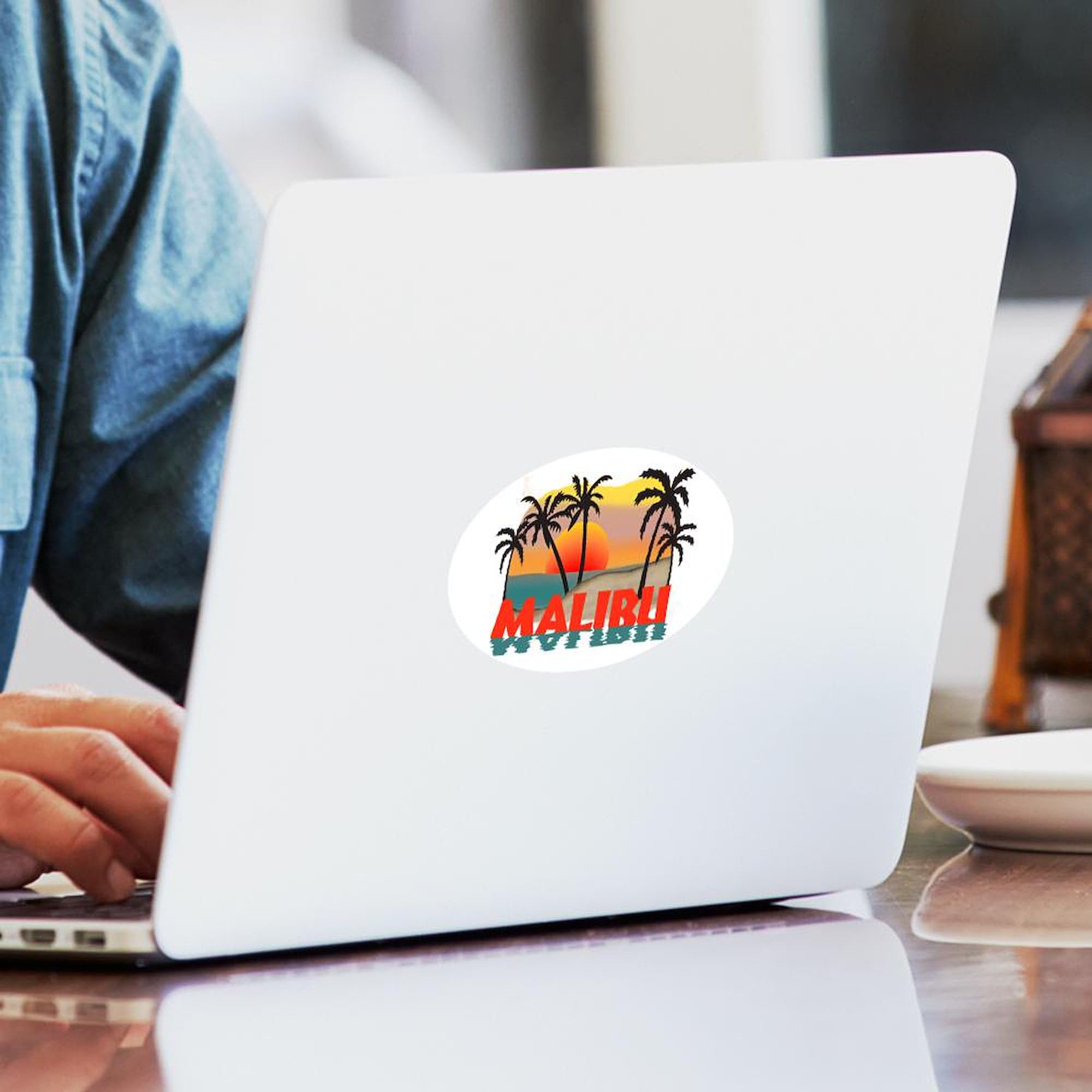 Malibu Beach California Souvenir Oval Sticker - Waterproof Vinyl Decal for Cars, Laptops, Windows | Perfect for Travel Lovers & California Memorabilia Collectors