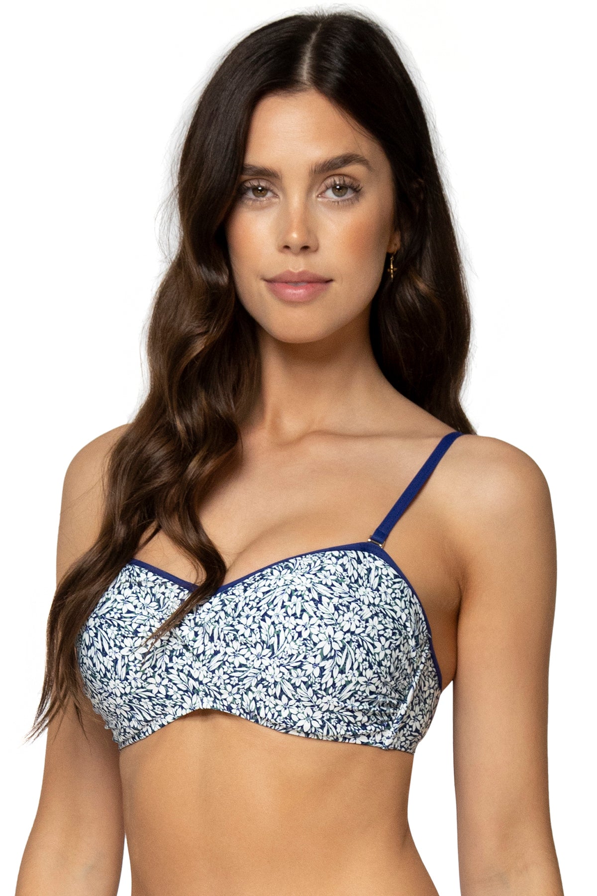 Forget Me Not Iconic Twist Bandeau - Adjustable Floral Print Bikini Top for Women | Perfect for Beach, Pool & Summer Vacations