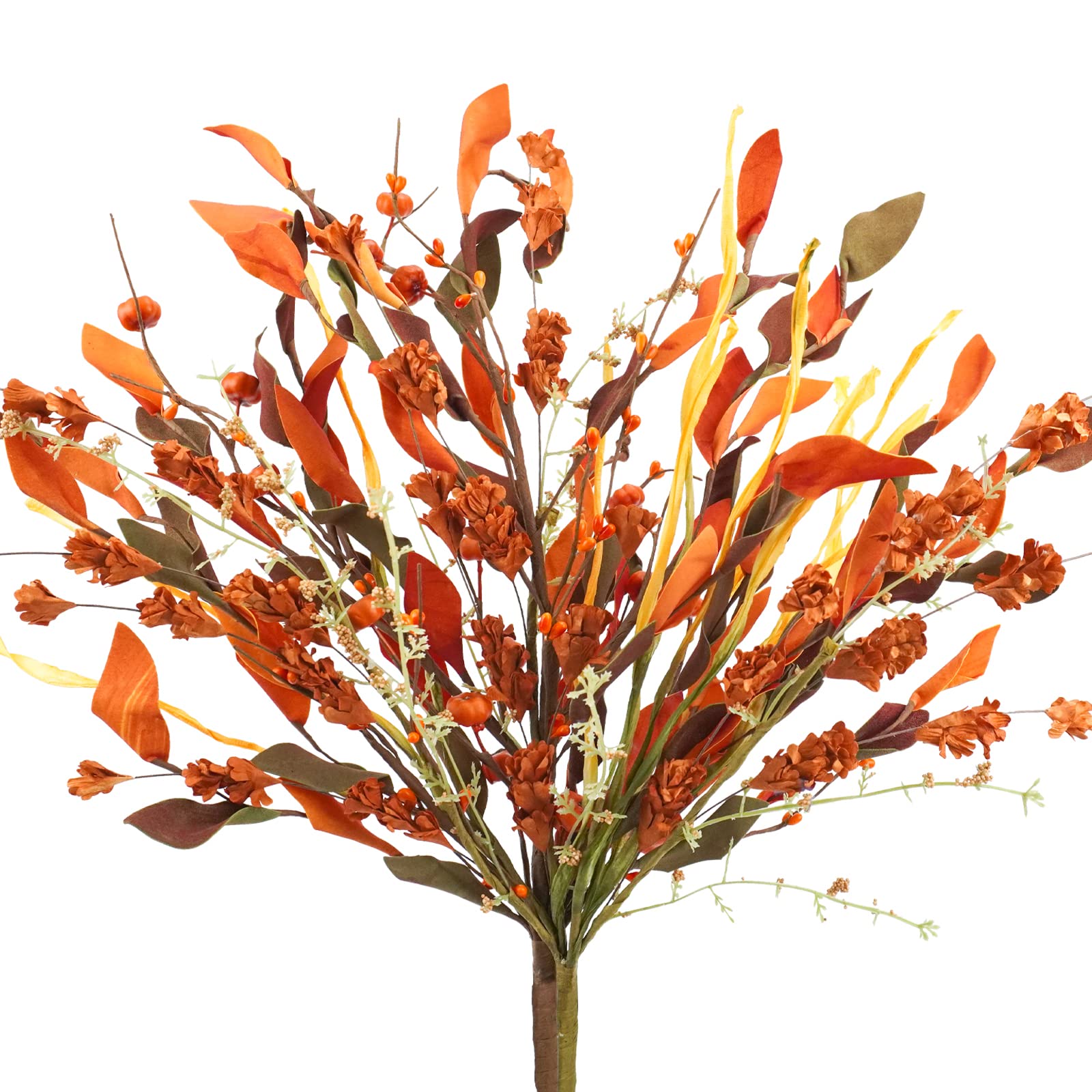 Uieke 2PCS Artificial Fall Flowers Arrangement with Mini Pumpkins - Fake Autumn Leaves Stems for Home Decor, Wedding Bouquets, Thanksgiving Centerpieces - Perfect for Harvest Festival, Fall Weddings & Seasonal Table Decorations