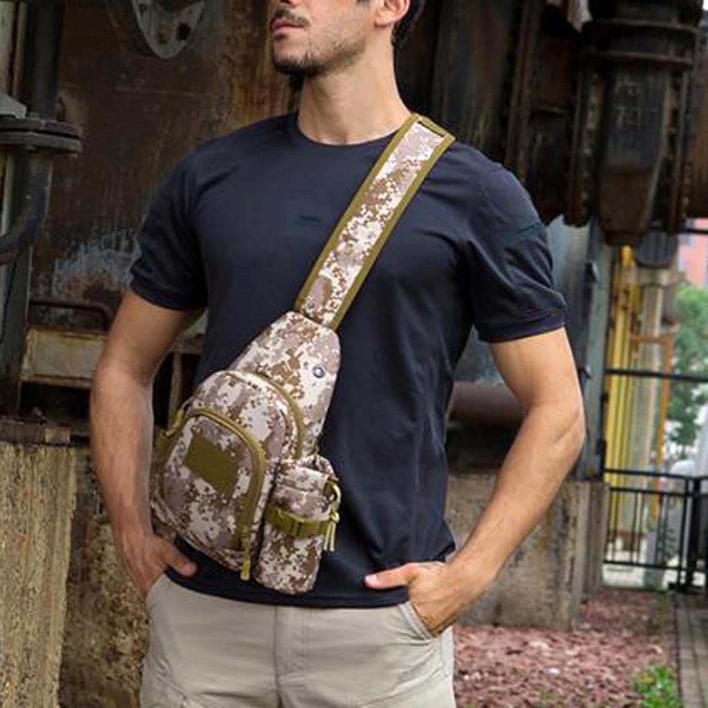 UJEAVETTE® Tactical Shoulder Bag - Crossbody Chest Pack with Water Bottle Pouch - Desert Digital Camo Backpack for Hiking, Travel & Outdoor Adventures
