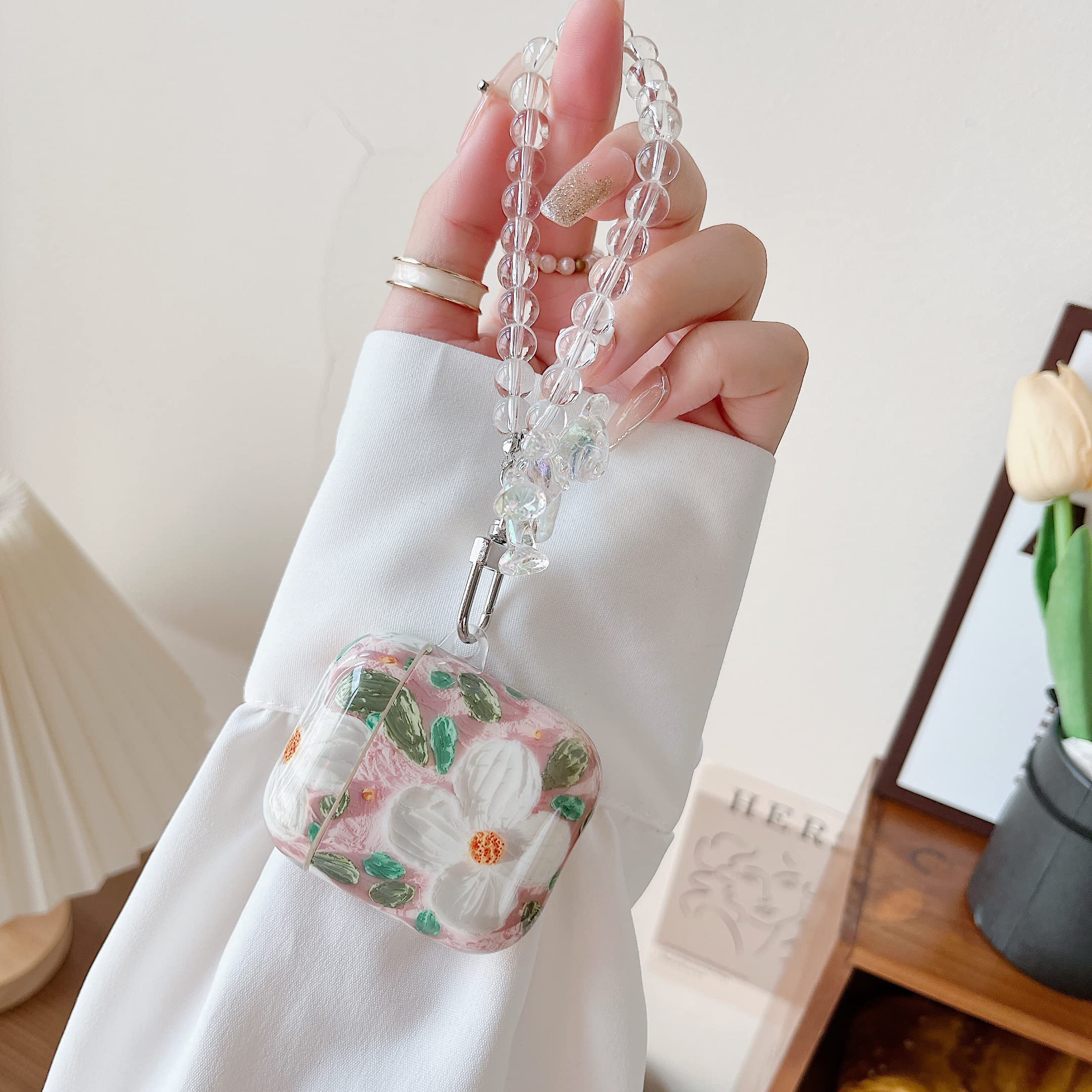 Colorful Floral AirPods Pro Case with Pendant - Stylish Protective Cover for AirPods Pro 1/2/3 (Wireless Charging Compatible) - Perfect Gift for Women, Men, Teens - Gym, Travel & Everyday Use
