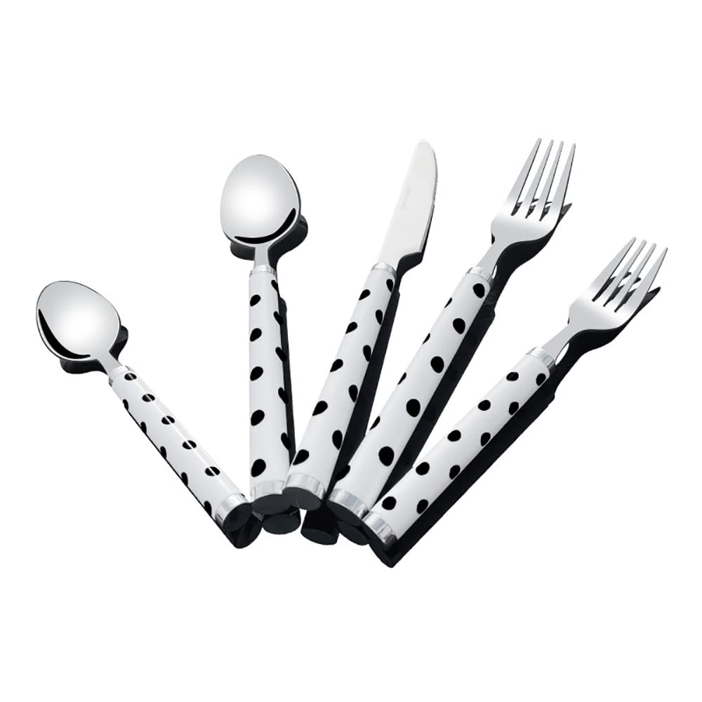 30-Piece Stainless Steel Flatware Set for 6 - Polka Dot Design Modern Silverware Cutlery Set with Spoons, Forks & Knives - Dishwasher Safe for Home, Kitchen, Restaurant & Dinner Parties