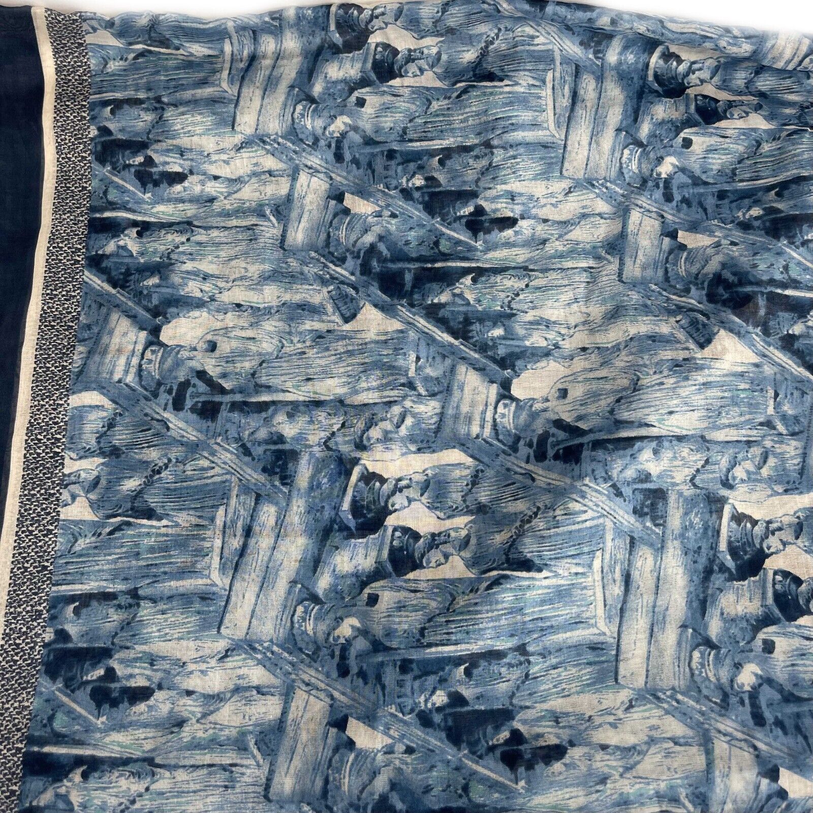 Christian Dior Limited Edition Blue & White Greek Statue Print Cotton Scarf - Cruise 2022 Collection - Perfect for Travel, Gift Giving & Fashion Accessories