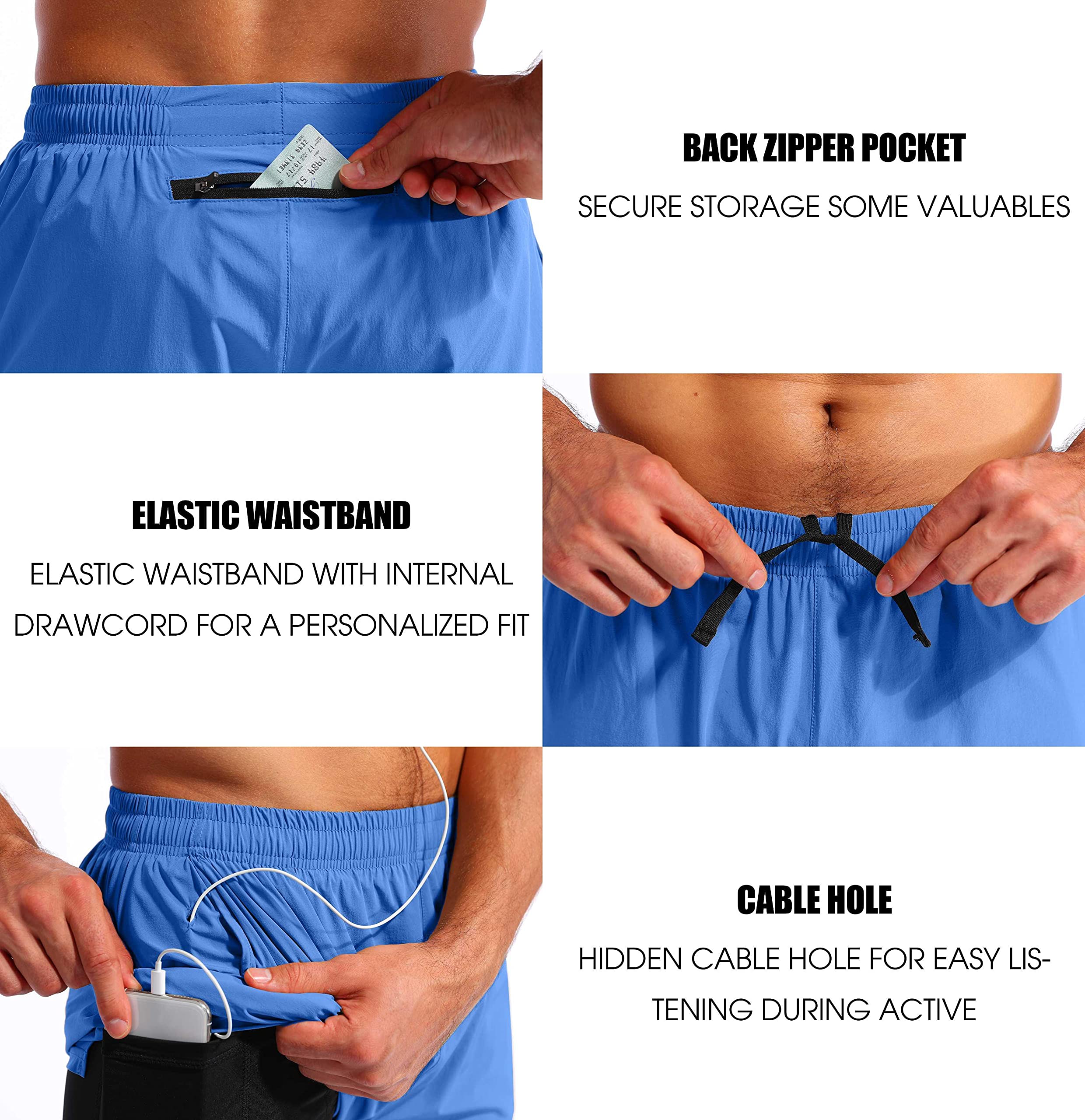 Pudolla Men's 2-in-1 Running Shorts 5