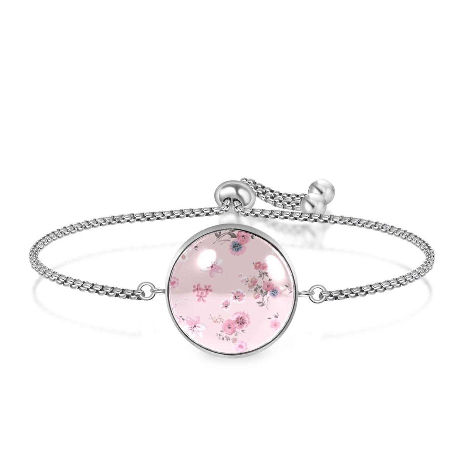 Adjustable Bracelet for Women, Men, Girls & Boys - Unique Pink Rose Jewelry Gift for Graduation, Birthday & Anniversary - Perfect for Everyday Wear, Parties & Special Occasions