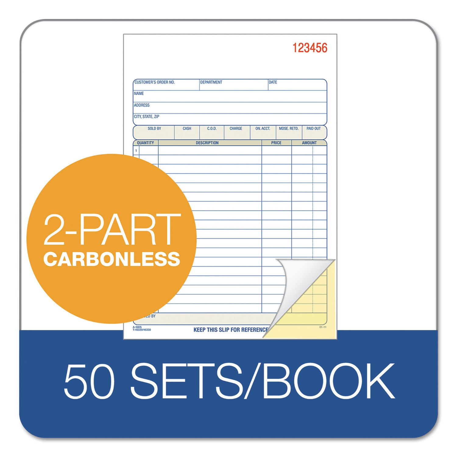Adams® Multipart Sales Order Pad - 2-Part Carbonless, 18 Lines per Sheet, 5.56