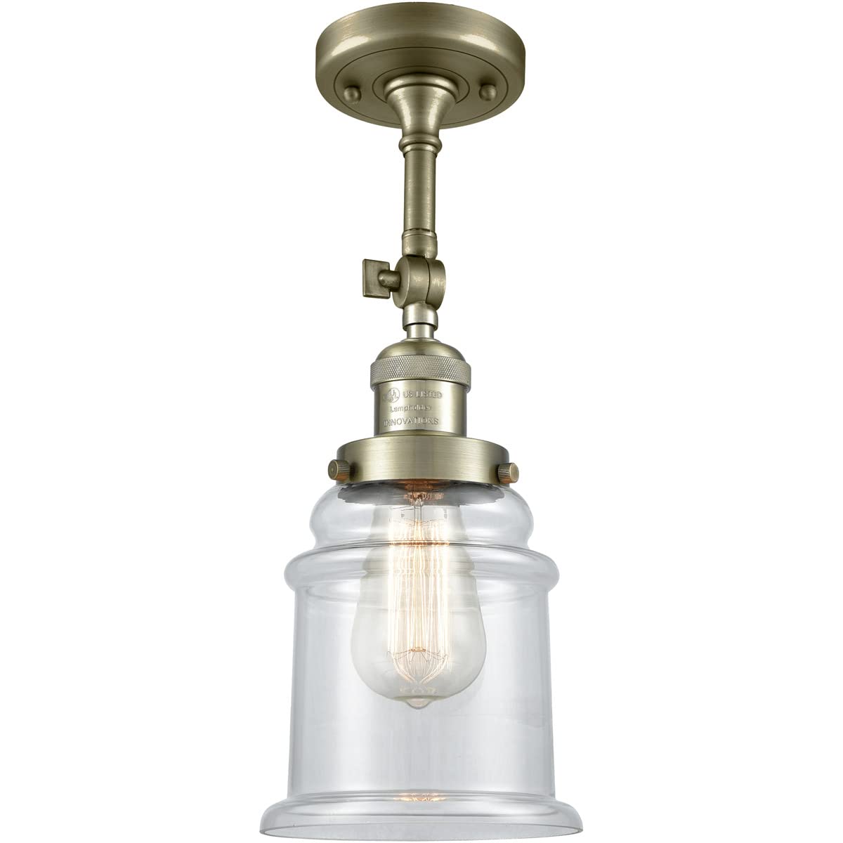 Innovations 201F-AB-G182-LED Semi-Flush Mount Ceiling Light Fixture in Antique Brass Finish - Perfect for Bedroom, Living Room, Dining Room & Hallway Lighting