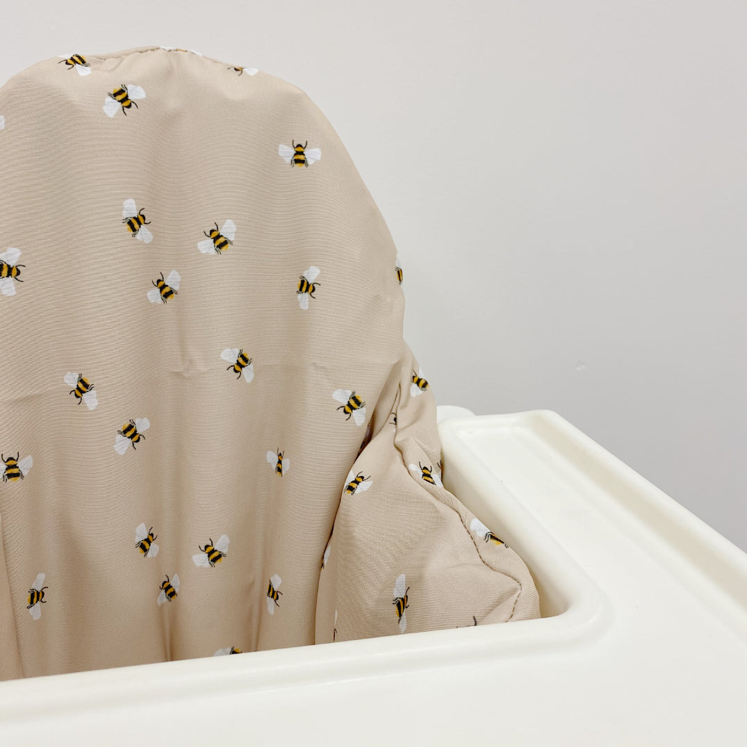 IKEA High Chair Cushion Cover - Bee Print Baby Feeding Seat Protector | Waterproof & Washable for Toddler Mealtime & Nursery Decor