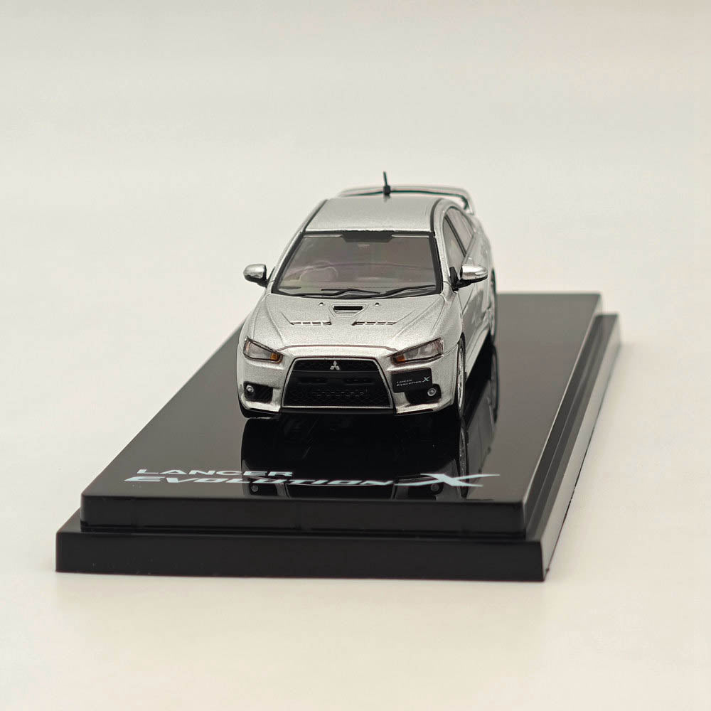 1/64 Mitsubishi Lancer Evolution X Diecast Model Car - Cool Silver Metallic | Hobby Japan HJ641053AS | Collectible Toy Car for Display & Racing Enthusiasts