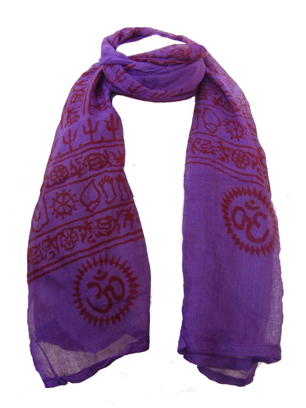 Fair Trade Cotton Hand Printed Purple Ram Nami Scarf - Stylish Boho Accessory for Women, Perfect for Yoga, Meditation, and Festival Fashion