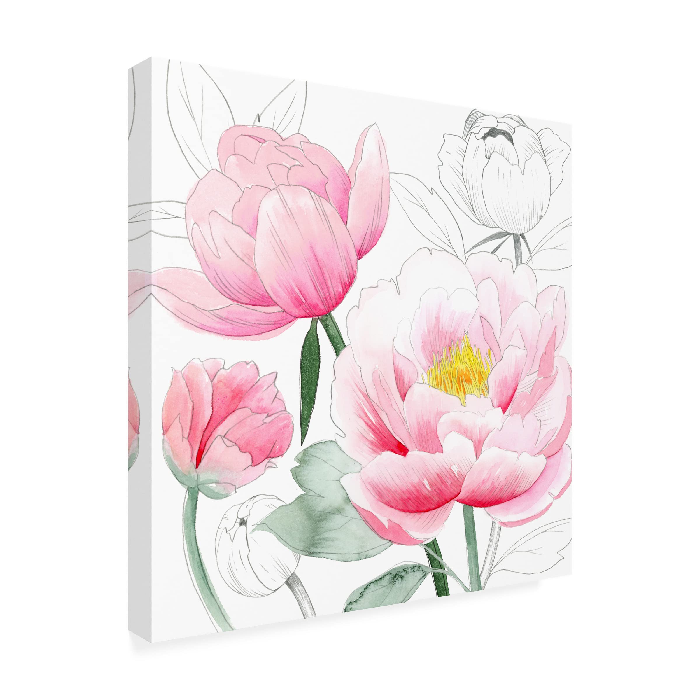 Grace Popp 'May Peonies I' Floral Canvas Wall Art Print - Handmade Home Decor for Living Room, Bedroom & Office - Perfect Gift for Housewarming & Mother's Day