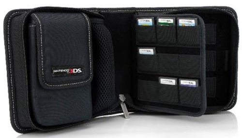 Nintendo Licensed Pull n Go Storage Folio Case for 3DS/DSi/DS Lite - Black | Portable Game Console Organizer | Perfect for Travel, School & Gaming On-The-Go