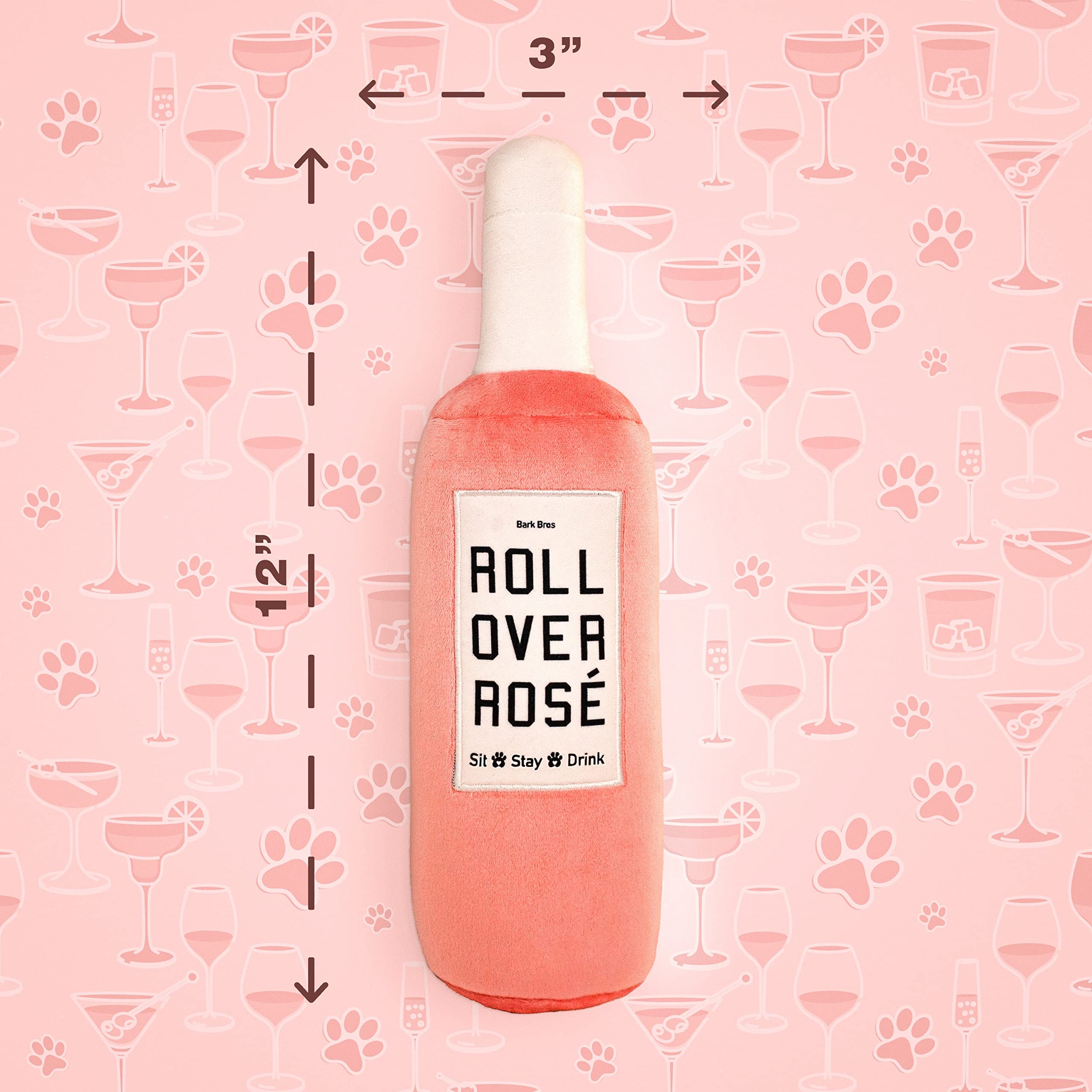 Rose Wine Bottle Dog Toy - Plush Squeaky Puppy Gift for Birthday & Playtime