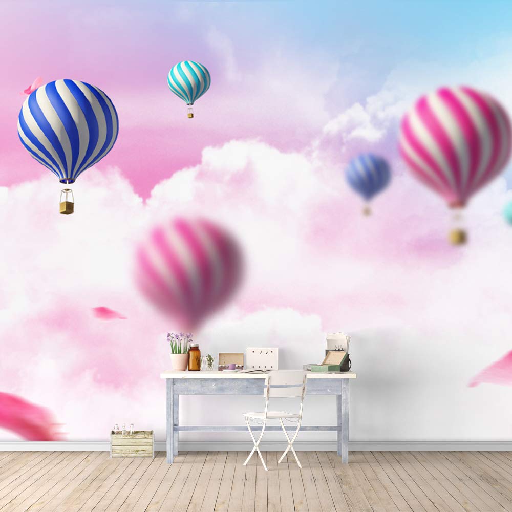 IDEA4WALL Hot Air Balloon Removable Wallpaper - Large Peel and Stick Wall Mural (100x144 inches) for Bedroom Decor, Nursery, Living Room & Office