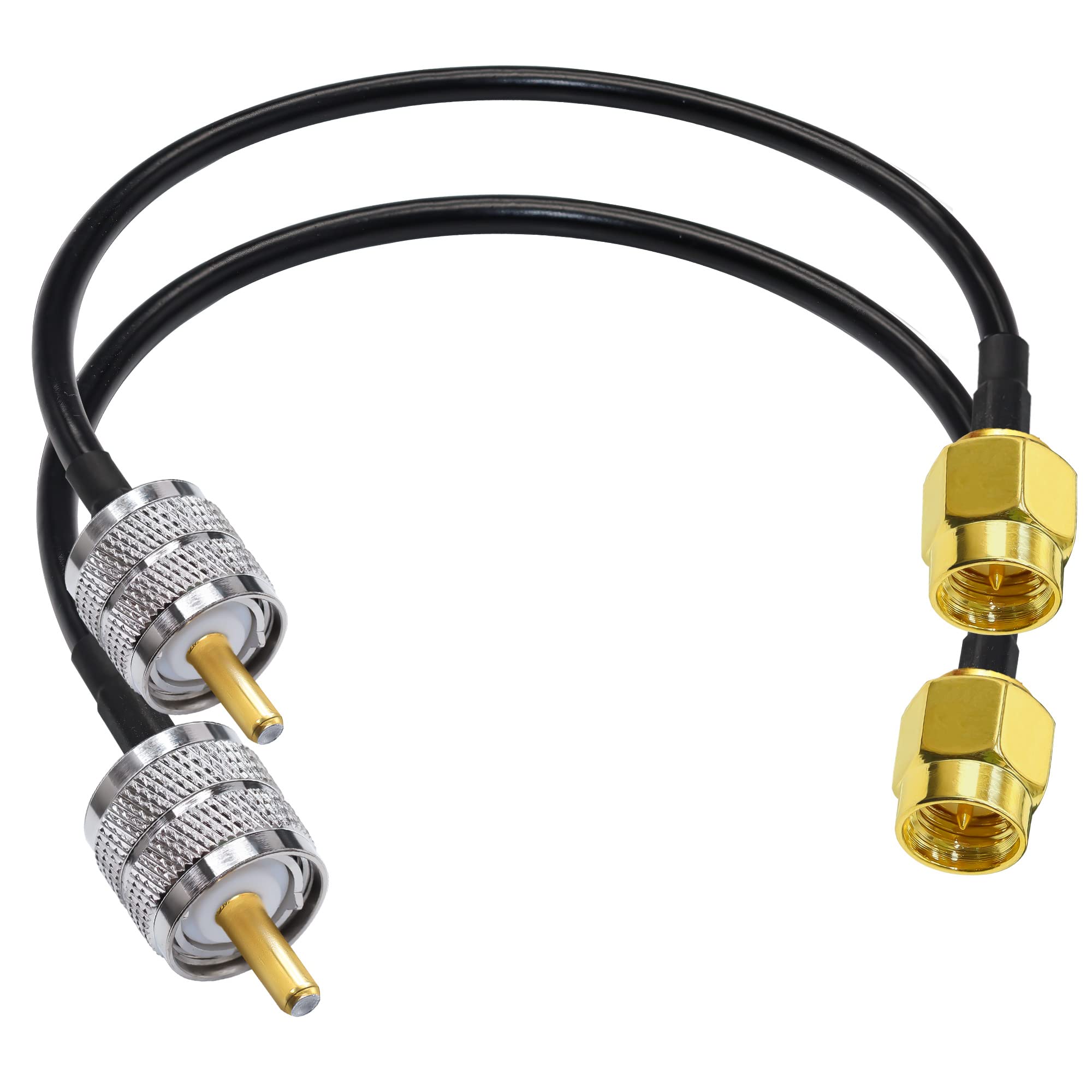 TUOLNK SMA to UHF Extension Cable RG58 12inch (30cm) SMA Male to SO239 Male WiFi Antenna Pigtail PL-259 RF Coax Assembly Cable - for CB Radio, Ham Radio, Wireless Routers & Signal Boosters (2 Pack) - Perfect for Home, Office & Vehicle Communication Setup
