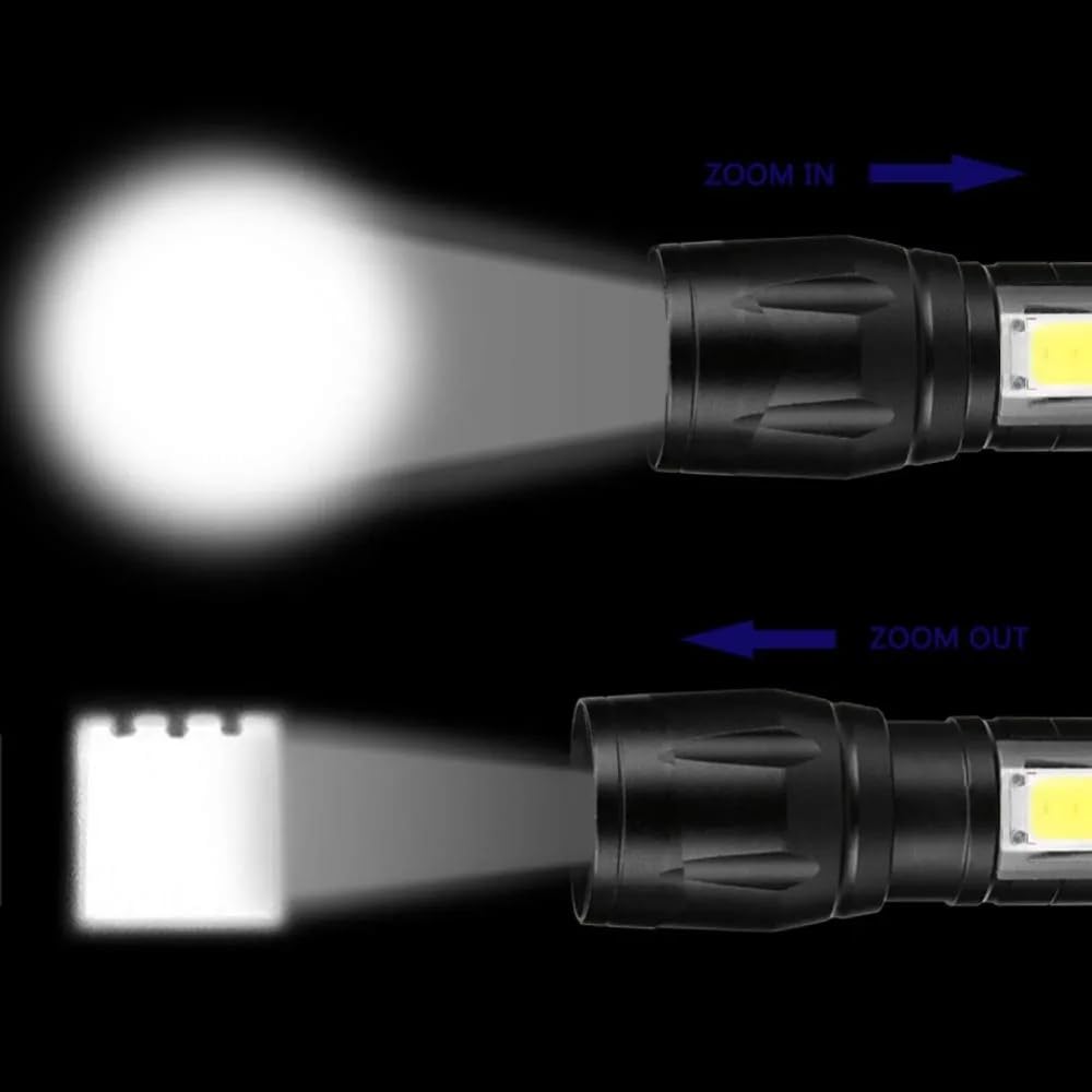 TechPride Rechargeable LED Flashlight - High Lumens, Zoomable Mini Torch with 3 Light Modes | Perfect for Emergencies, Camping, Hiking & Outdoor Adventures (Combo T1-2)
