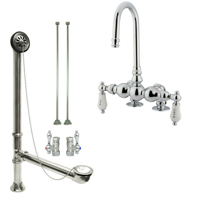 **Chrome Deck Mount Clawfoot Bathtub Faucet with Supply Lines & Drain CC96T1 System – Vintage Style Bathroom Fixture for Classic & Modern Homes**    *(Use Case: Perfect for restoring vintage clawfoot tubs or upgrading modern bathrooms with a timeless, elegant look.)*