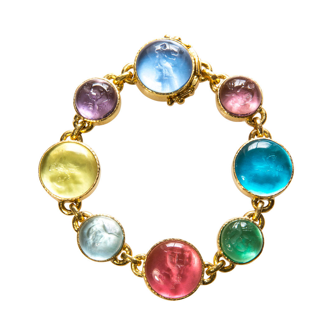 Elizabeth Locke Pastel Venetian Glass Intaglio Link Bracelet - Elegant Beaded Jewelry for Women | Perfect for Weddings, Parties & Special Occasions