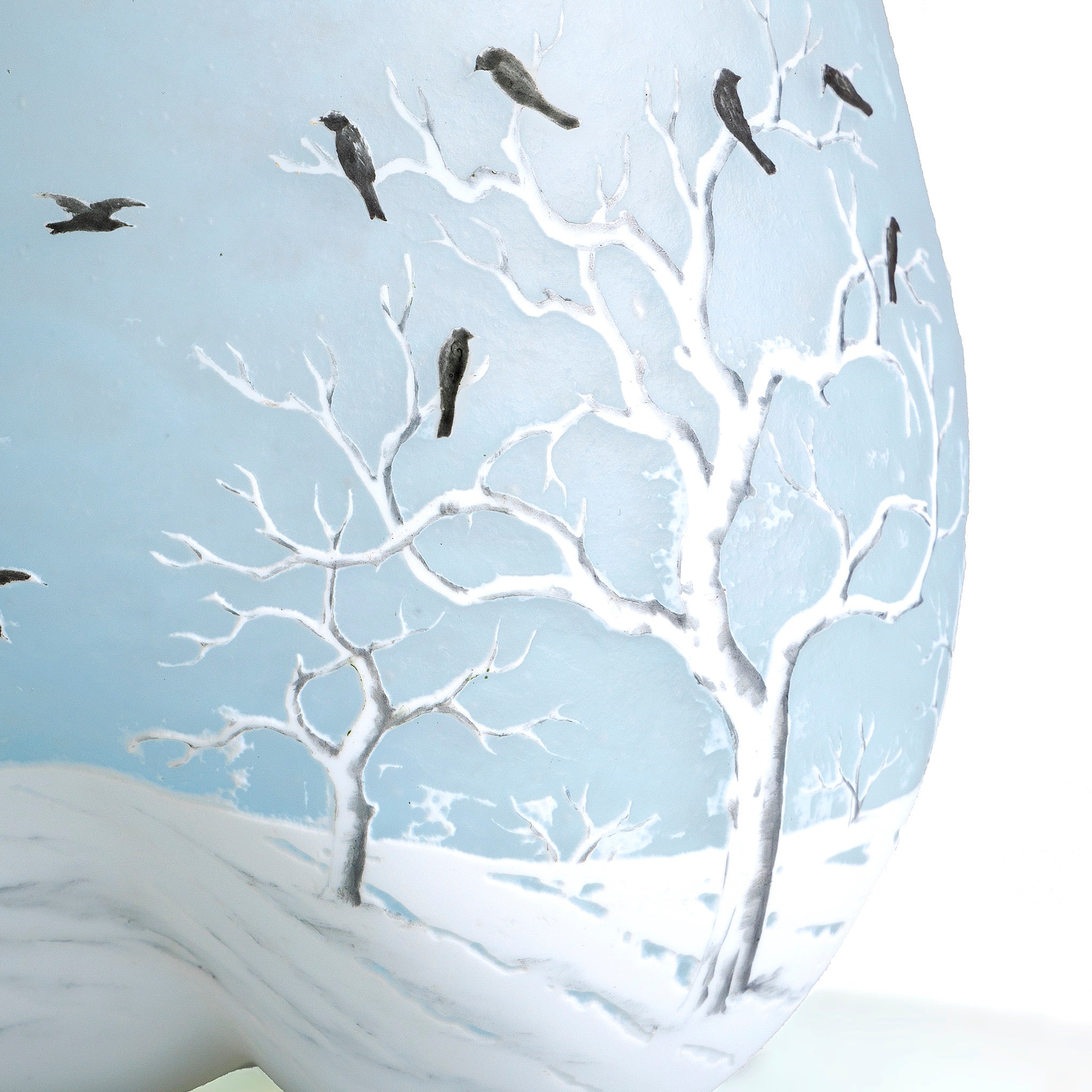 Daum Nancy Blackbird Trefoil Glass Vase - Handcrafted Art Nouveau Crystal Vase for Home Decor, Wedding Centerpiece & Luxury Gift